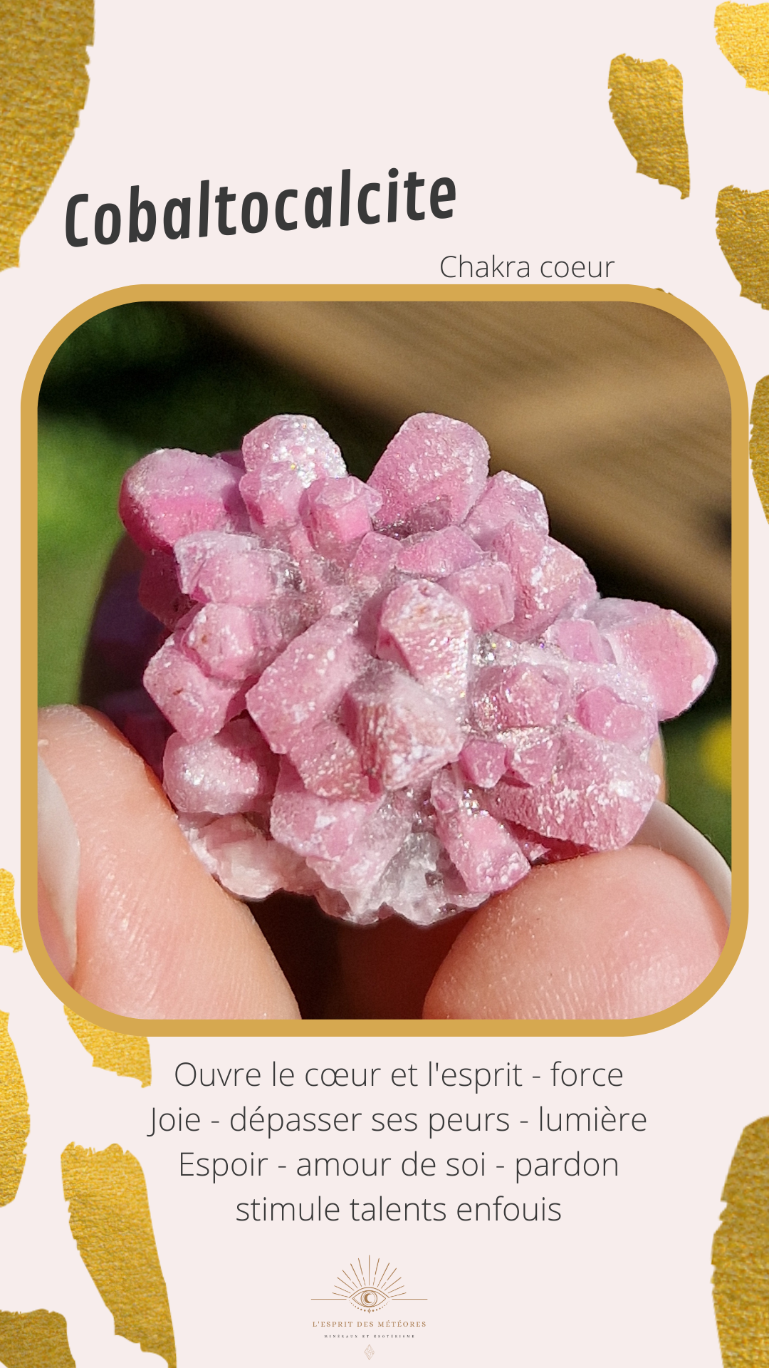 Bracelet Cobaltocalcite, Rhodonite et Cristal de roche 8mm