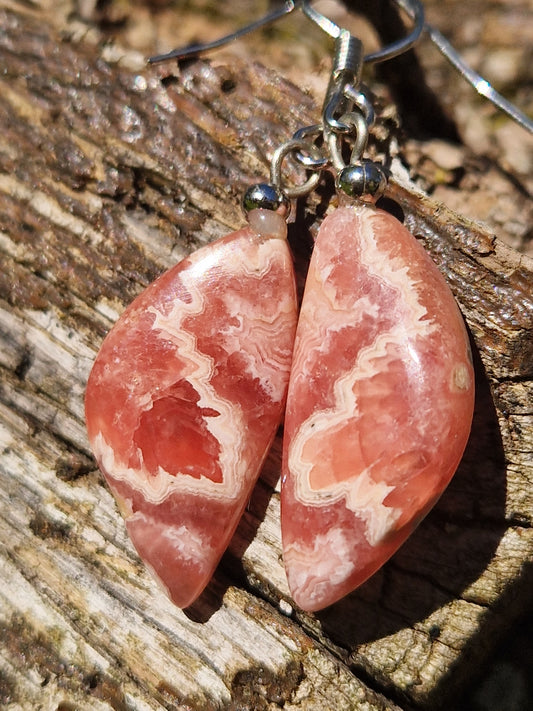Boucles d'oreilles triangle en Rhodochrosite