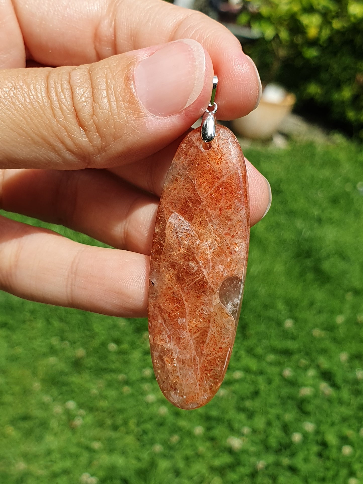 Pendentif Pierre de soleil sur bélière en argent (à choisir)