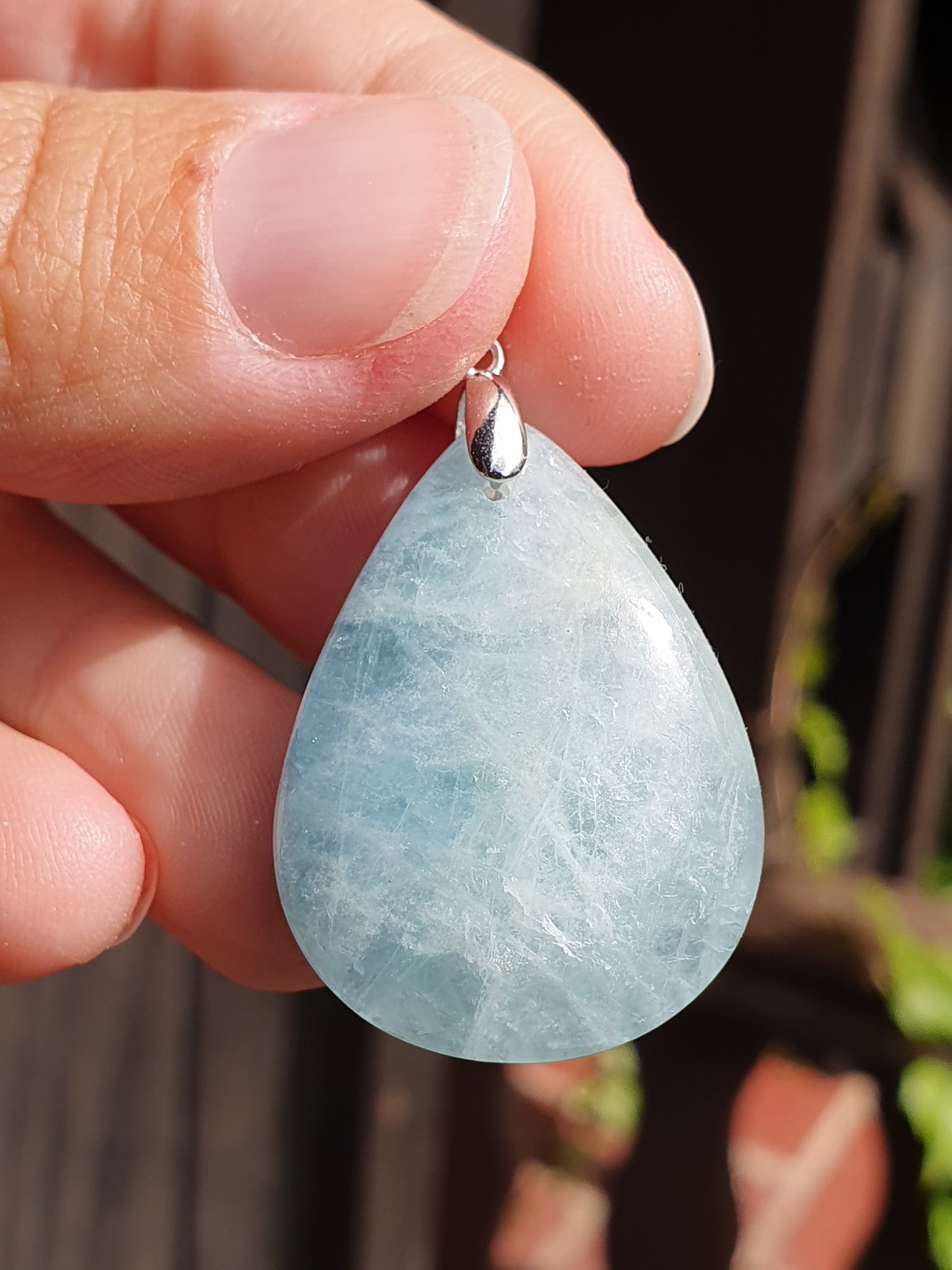 Pendentif Aigue-marine sur bélière en argent (à choisir)