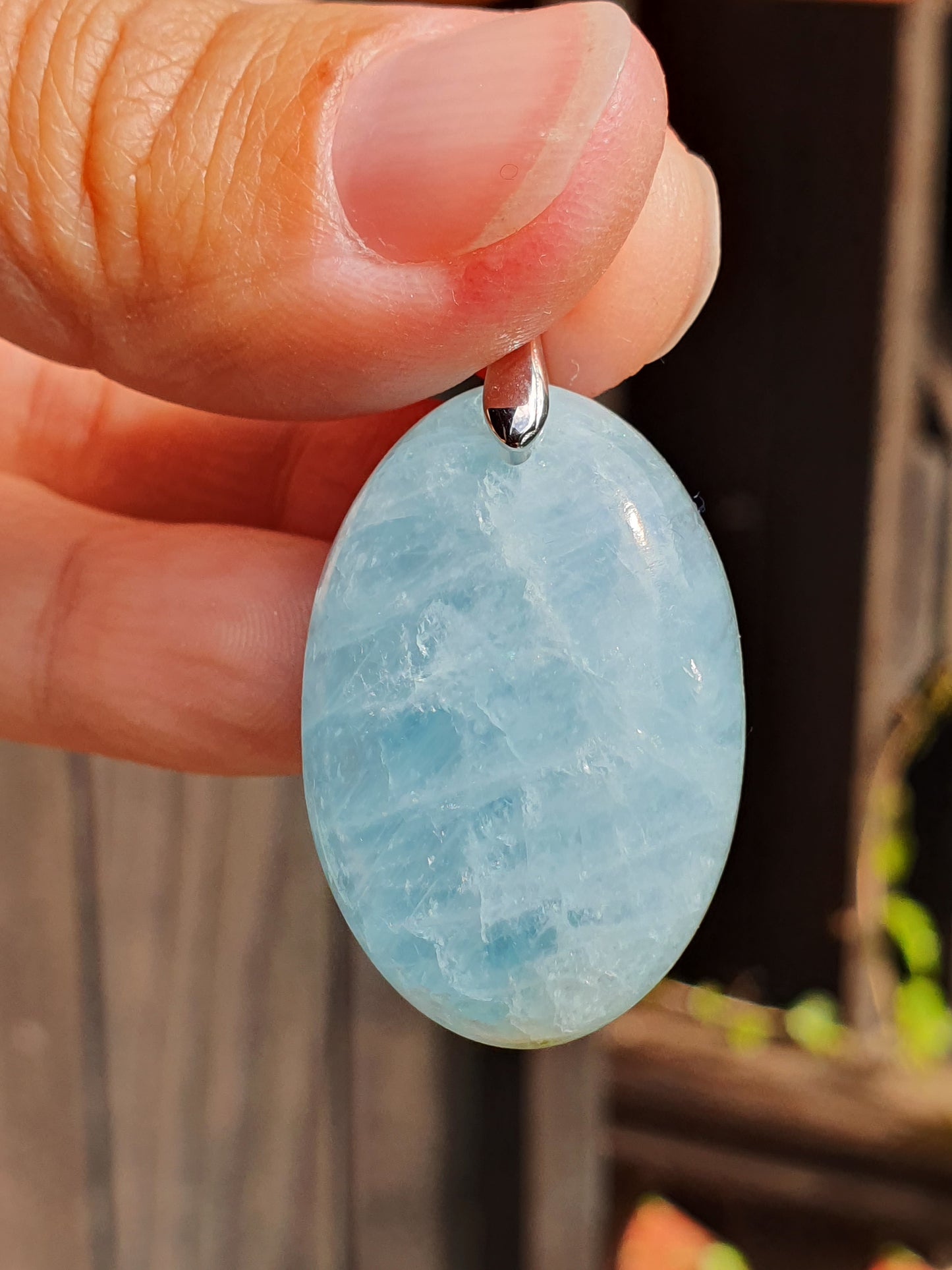 Pendentif Aigue-marine sur bélière en argent (à choisir)