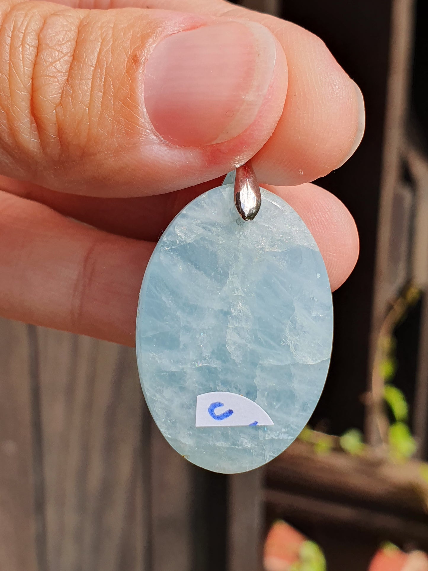 Pendentif Aigue-marine sur bélière en argent (à choisir)