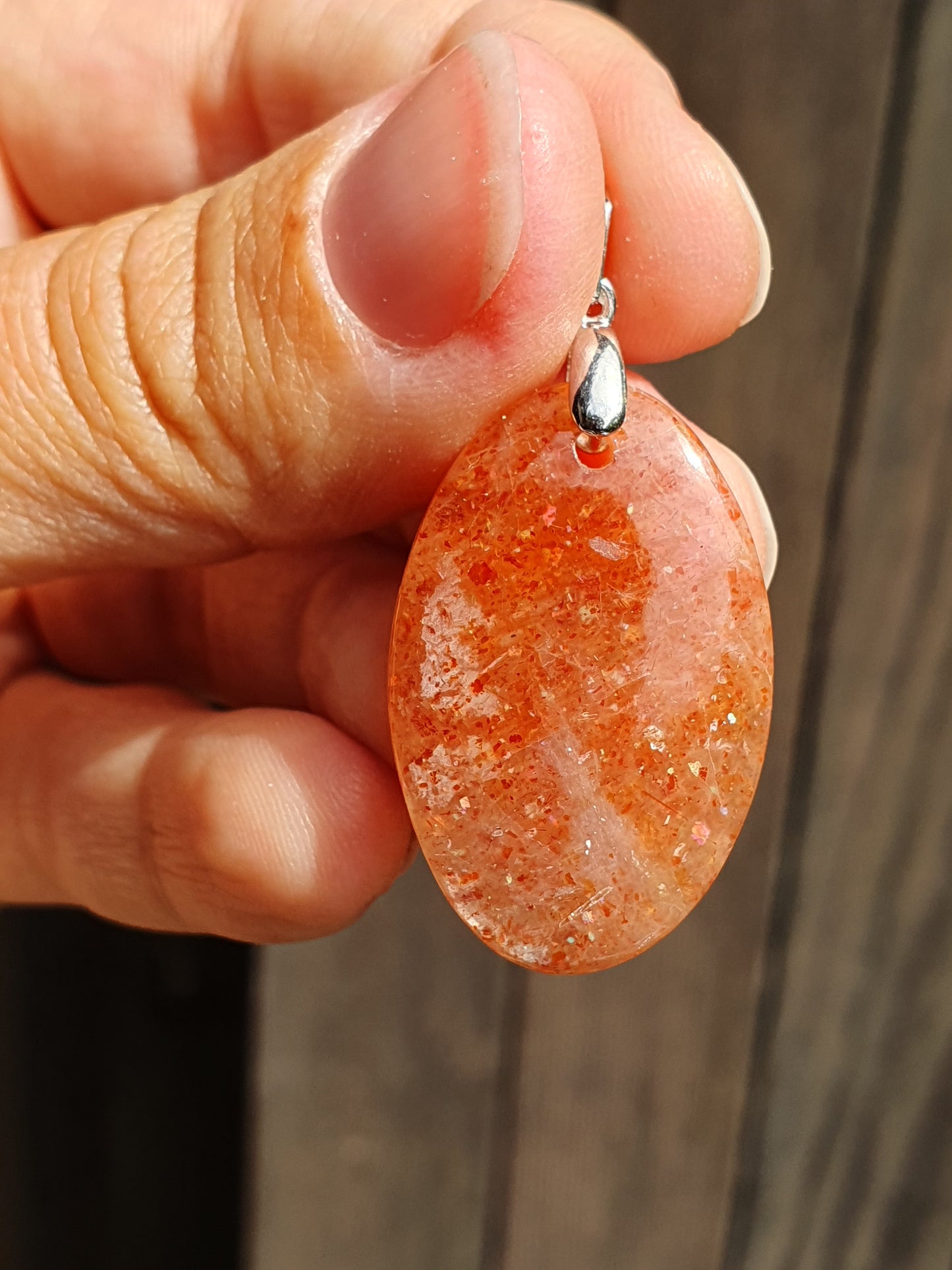 Pendentif Pierre de soleil sur bélière en argent (à choisir)