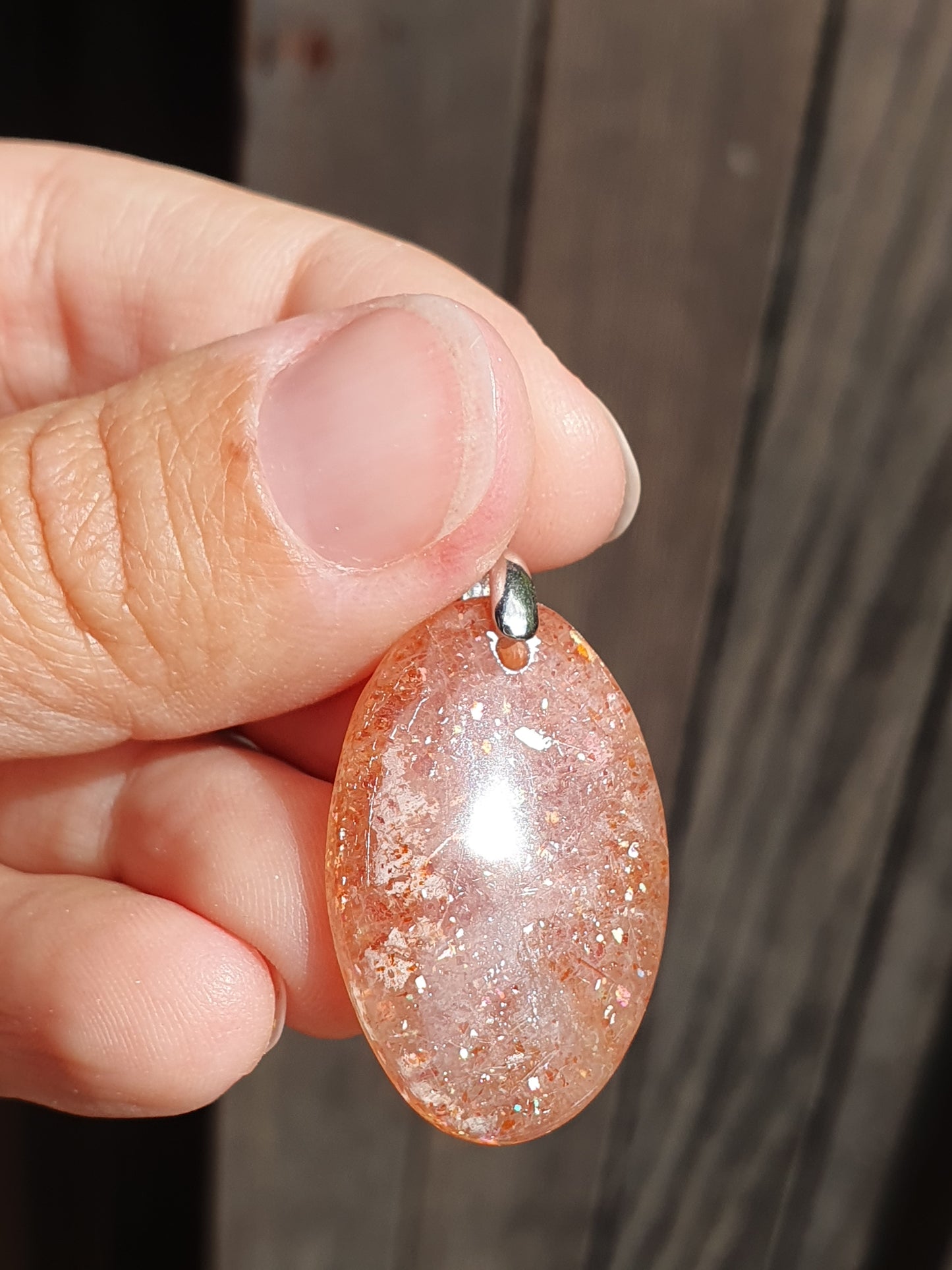Pendentif Pierre de soleil sur bélière en argent (à choisir)