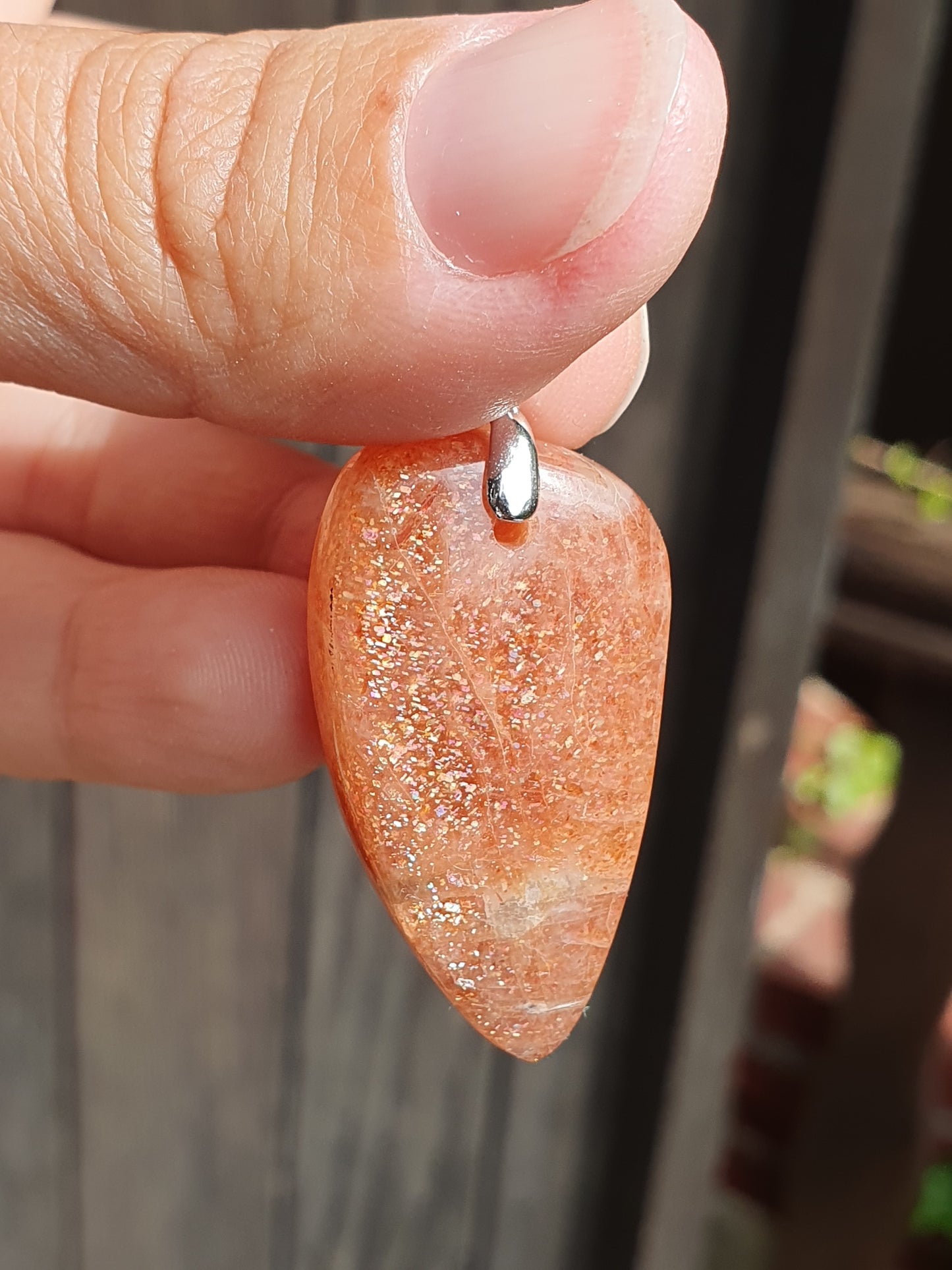Pendentif Pierre de soleil sur bélière en argent (à choisir)