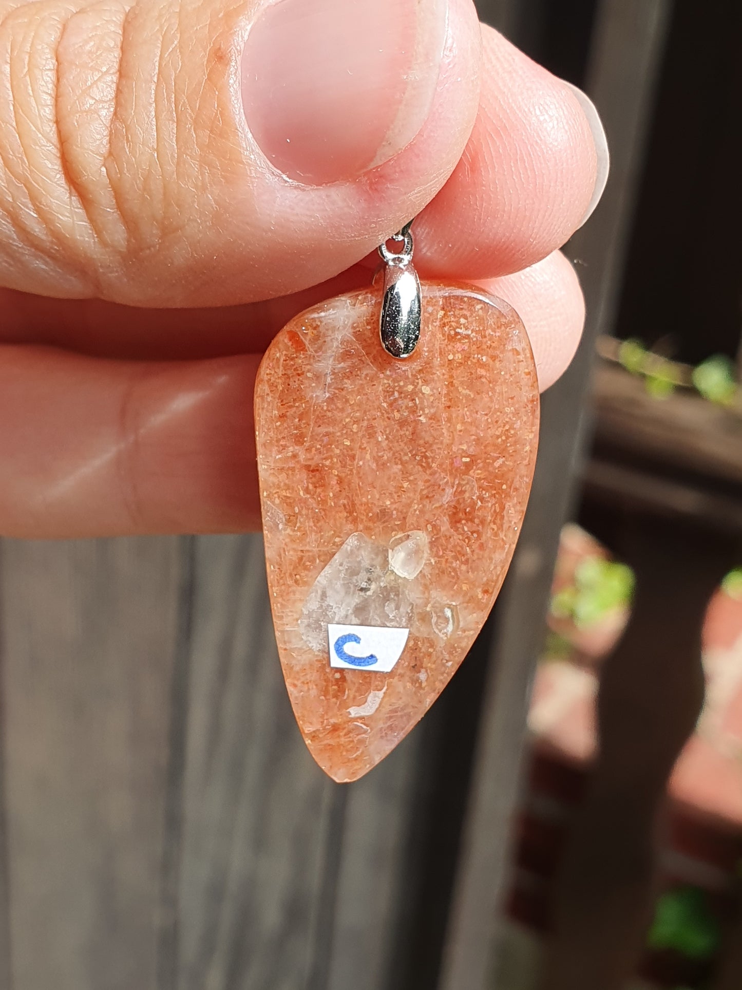 Pendentif Pierre de soleil sur bélière en argent (à choisir)