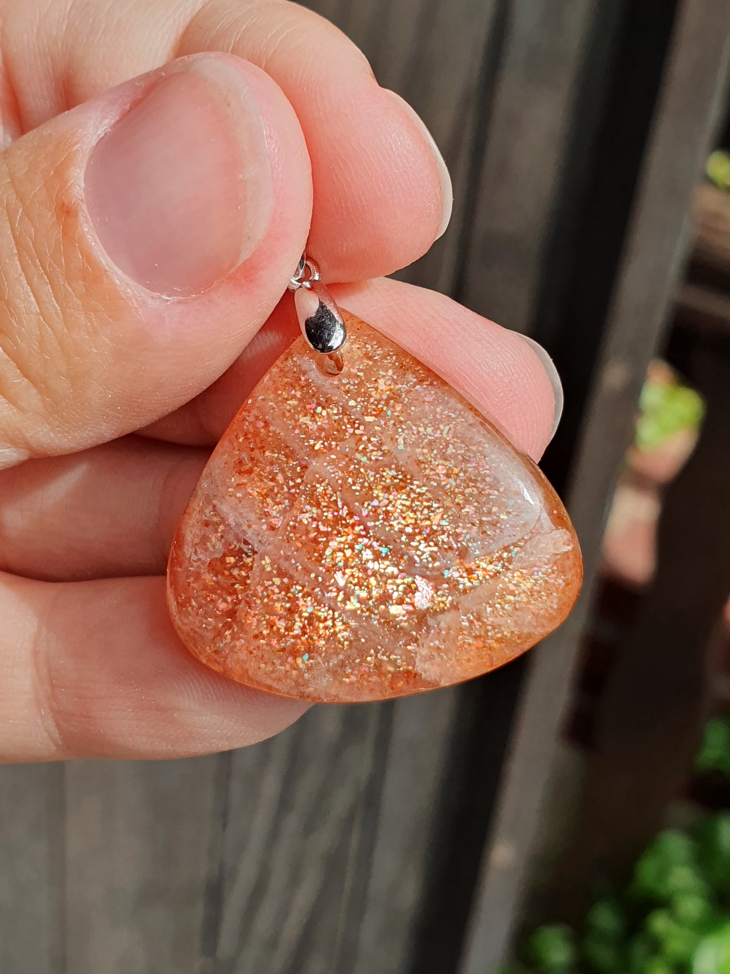 Pendentif Pierre de soleil sur bélière en argent (à choisir)