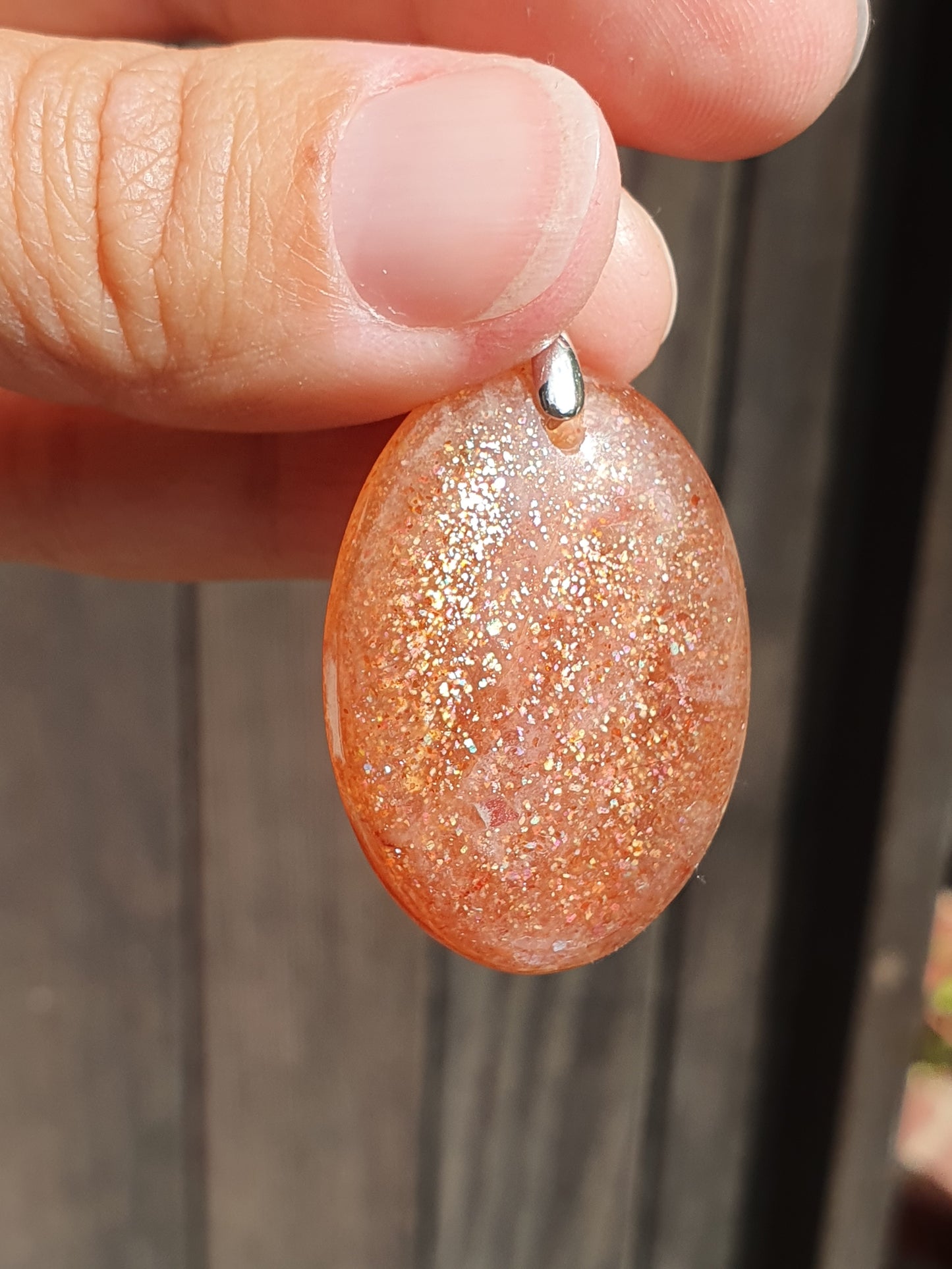 Pendentif Pierre de soleil sur bélière en argent (à choisir)