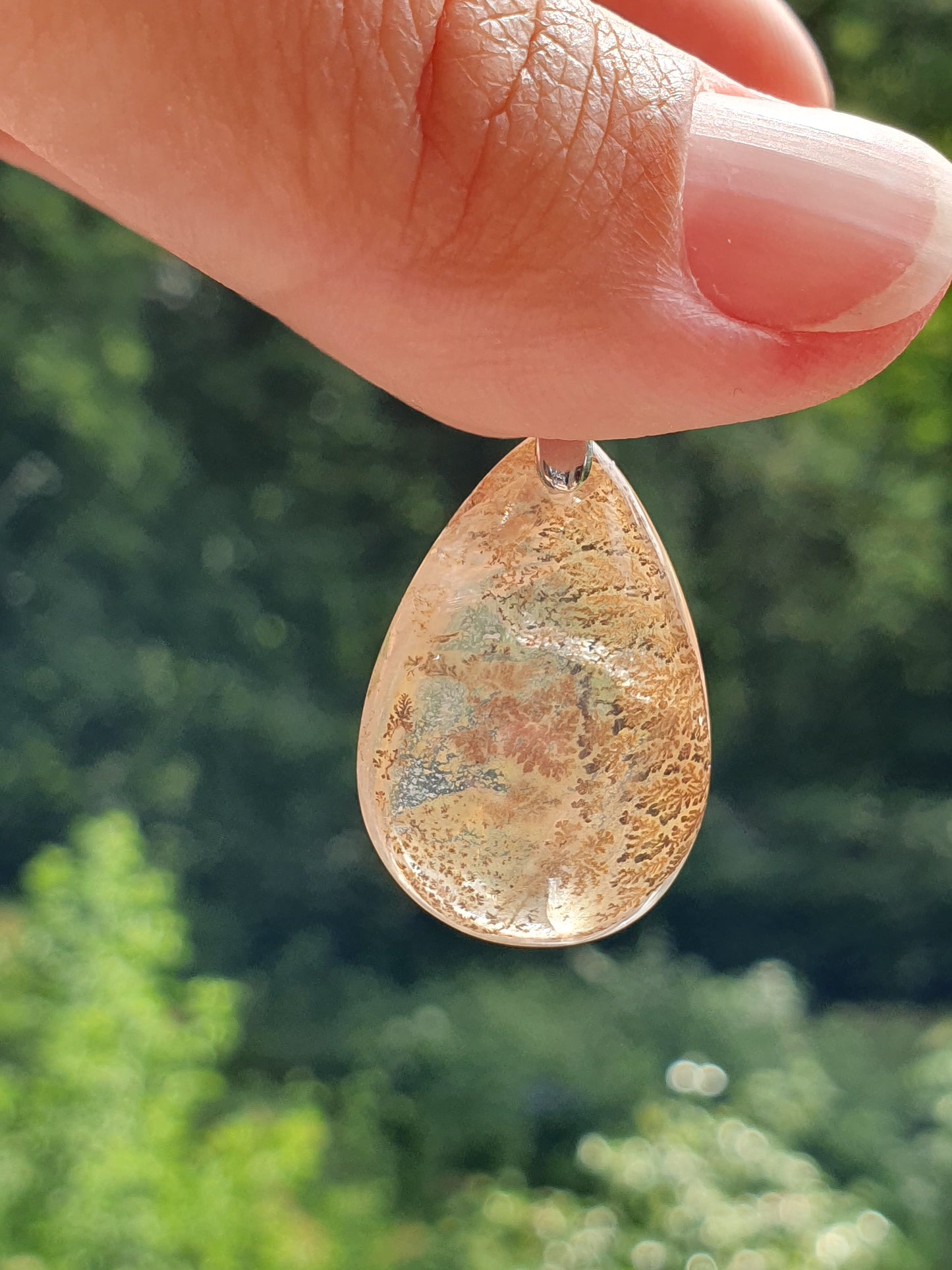 Pendentif Quartz dendritique sur bélière en argent (à choisir)