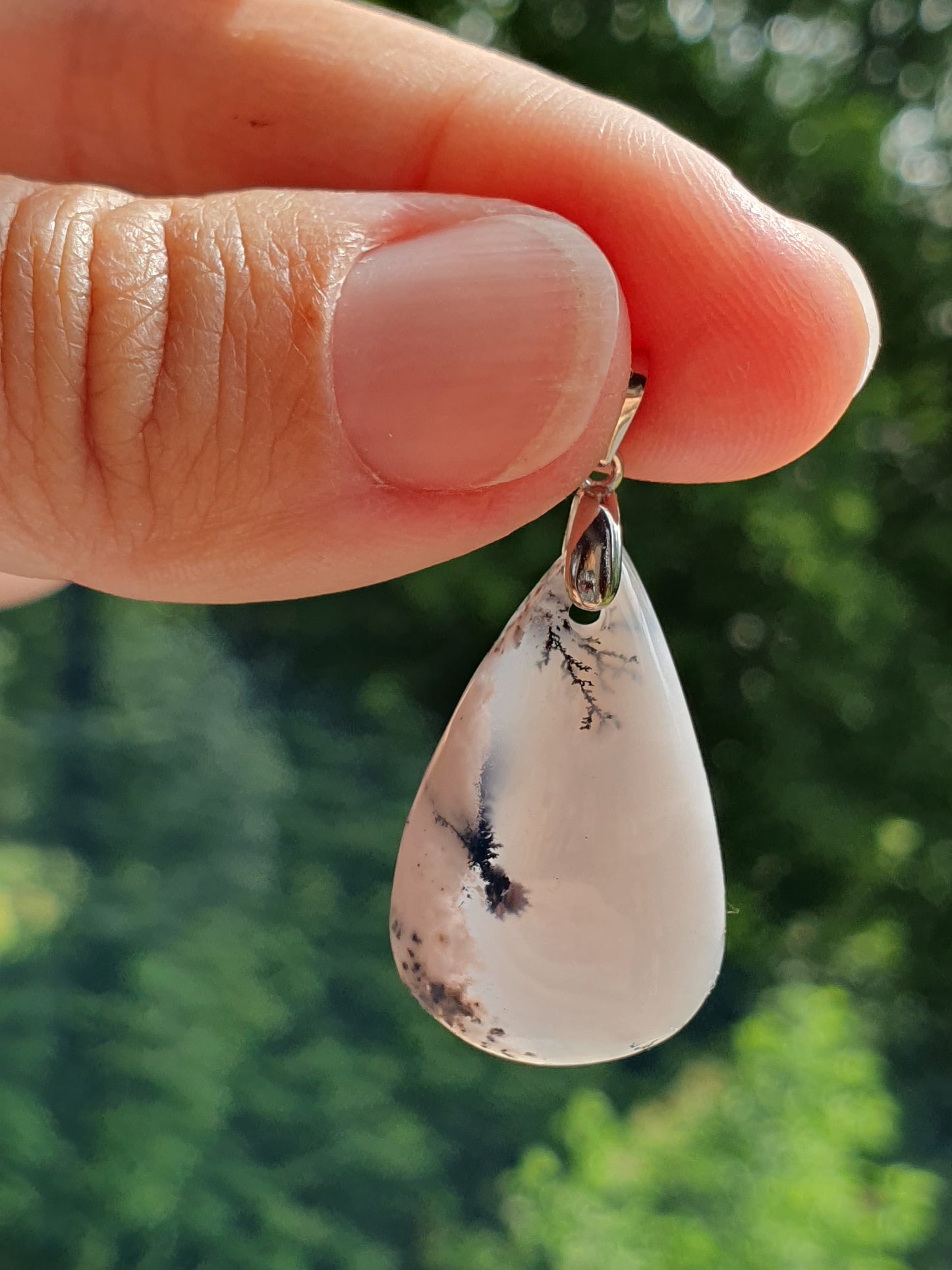 Pendentif Opale dendritique sur bélière en argent (à choisir)
