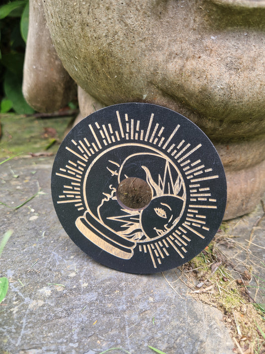 Socle rond en bois pour sphère ou œuf