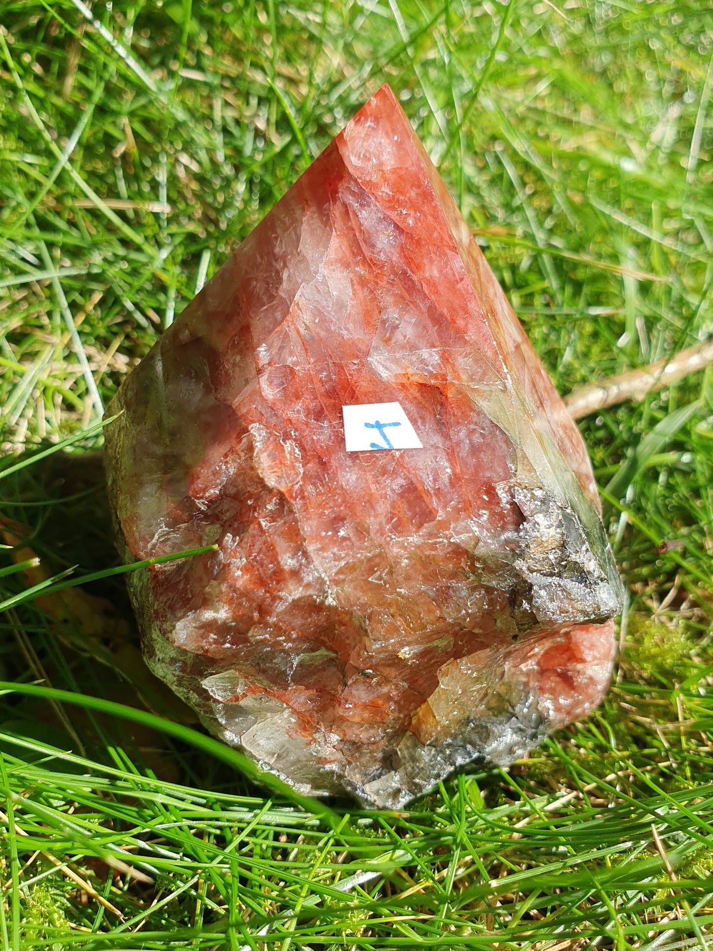Pointe semi brute Quartz Hématoïde rouge J