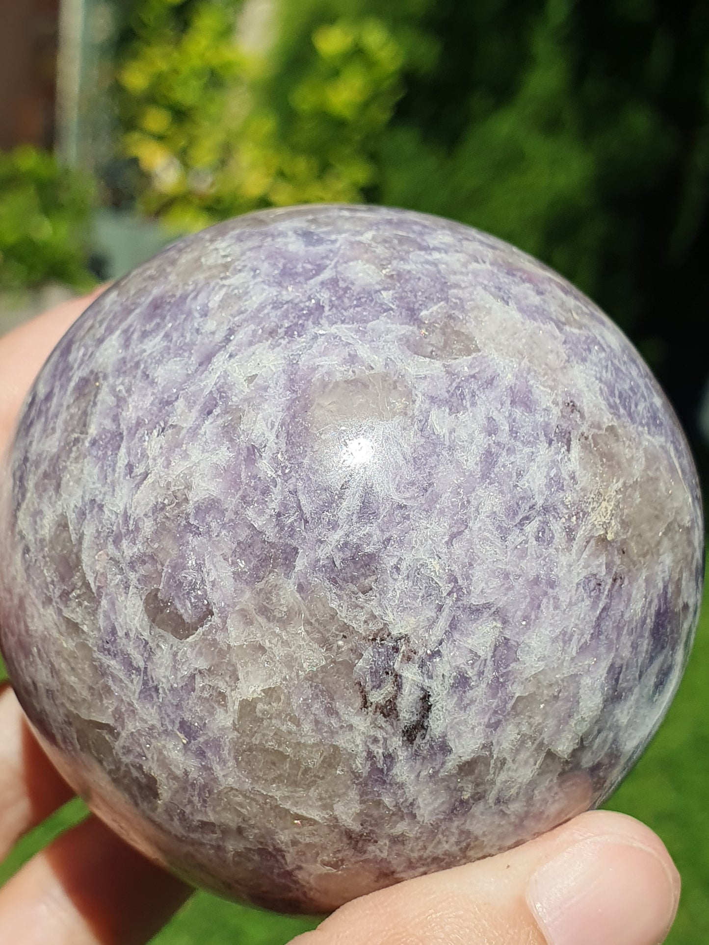 Sphère Tourmaline rose sur Lépidolite