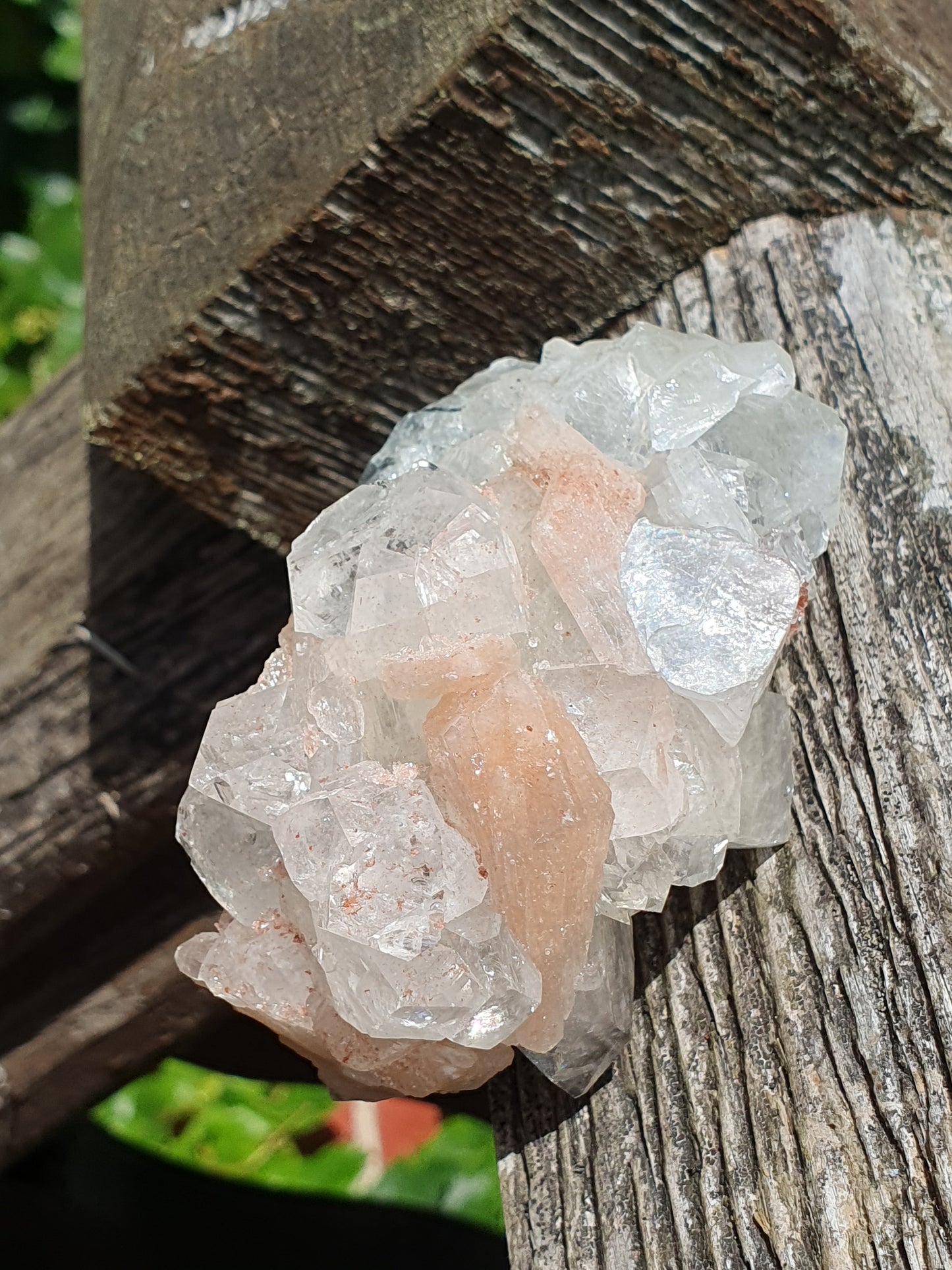 Apophyllite et stilbite sur Calcédoine noire