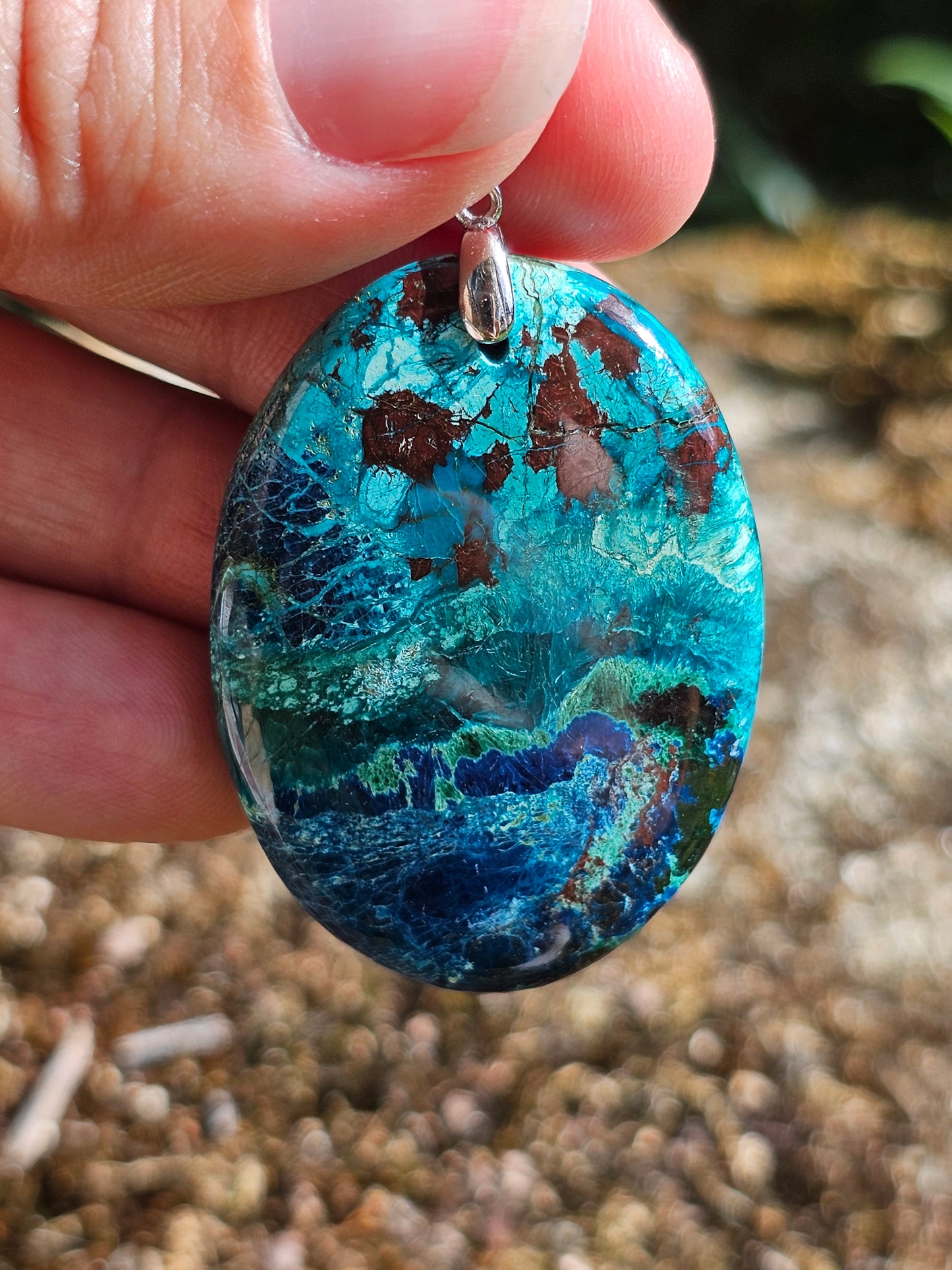 Pendentif Chrysocolle Malachite Cuprite P10