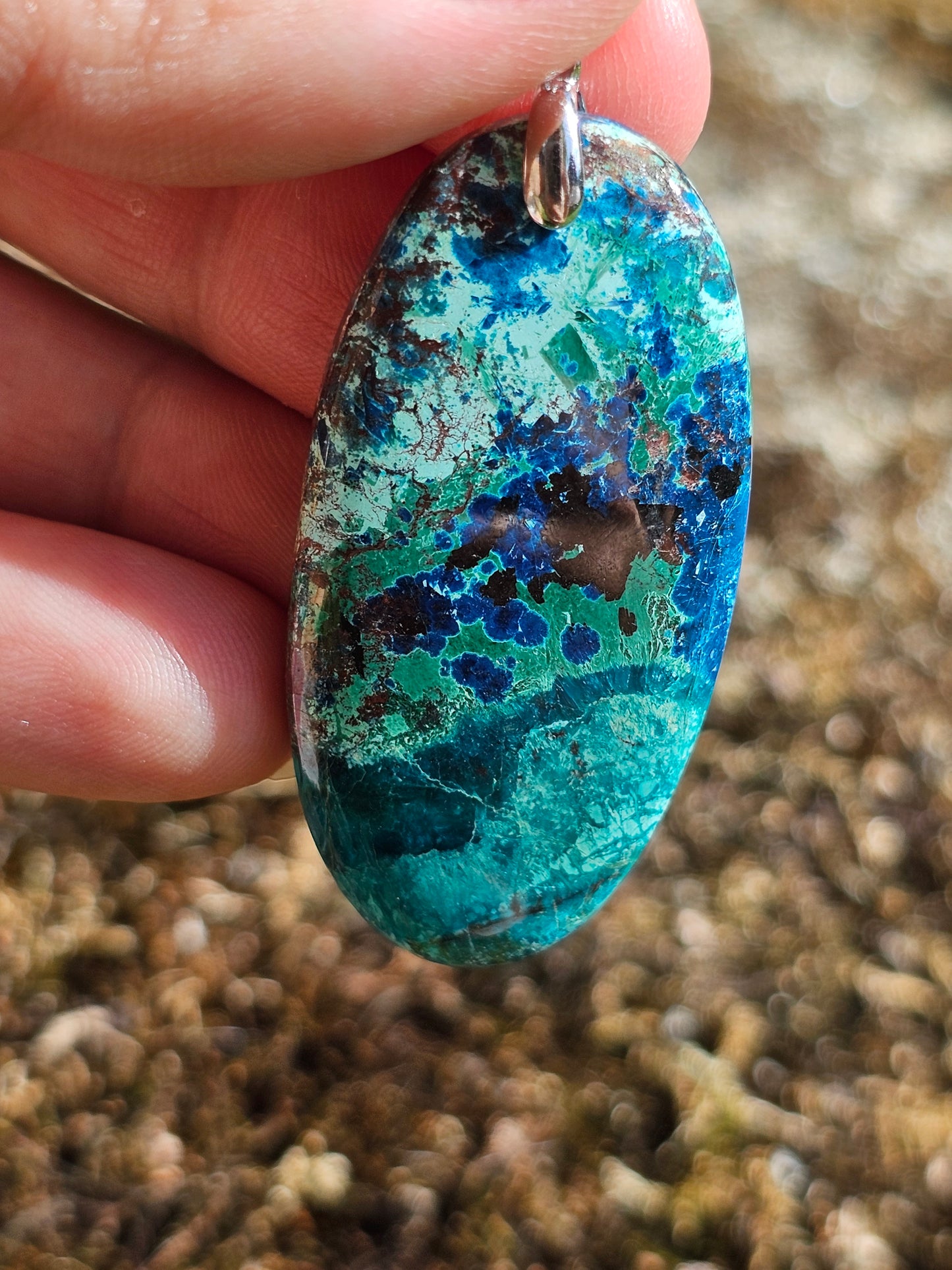 Pendentif Chrysocolle Malachite Cuprite P12