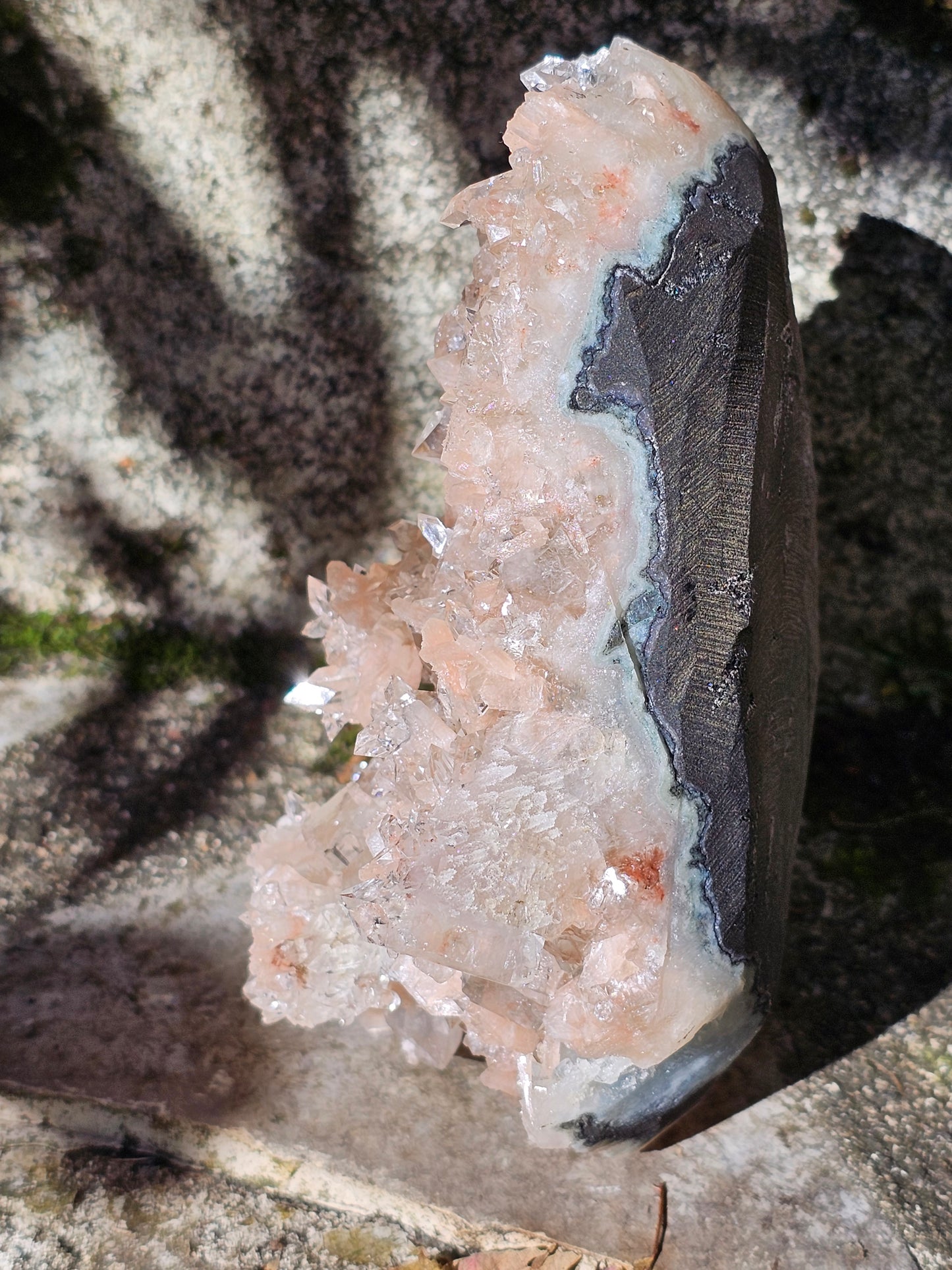 Apophyllite et stilbite d'exception sur Heulandite rose L