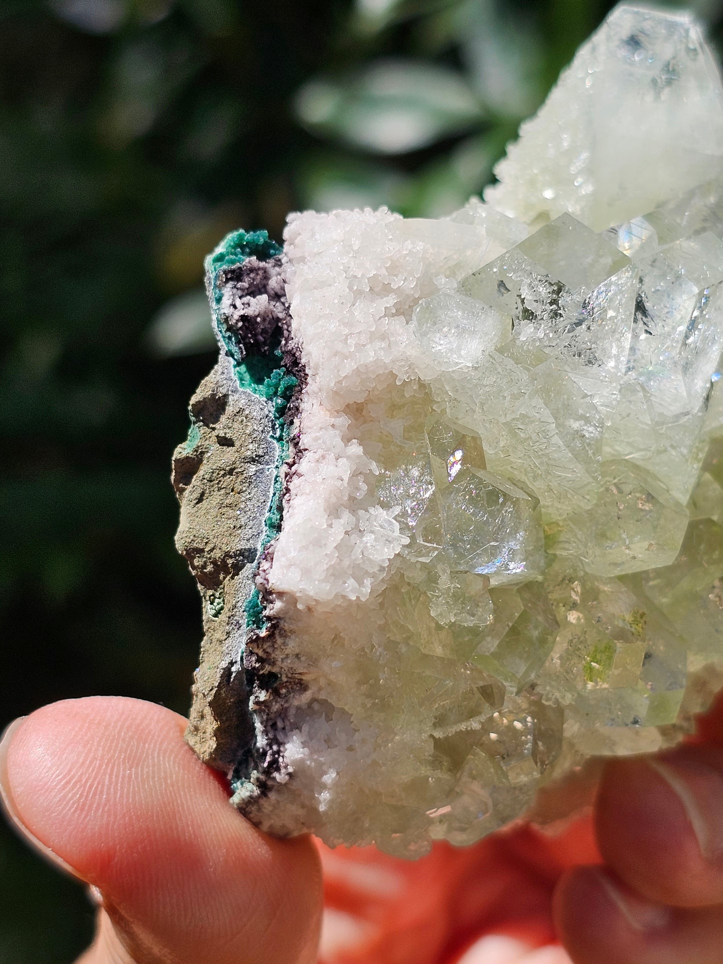 Apophyllite verte sur heulandite H