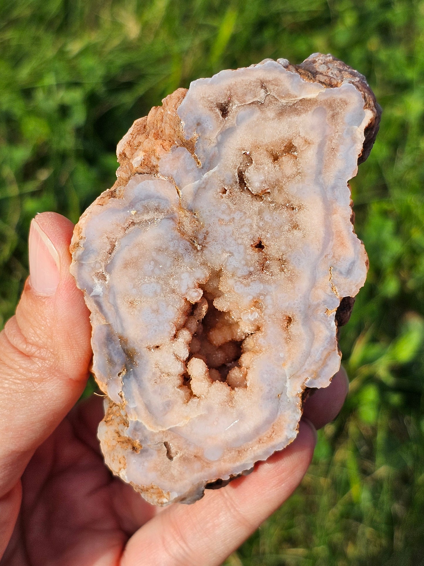 Demi géode Agate fleurs 2