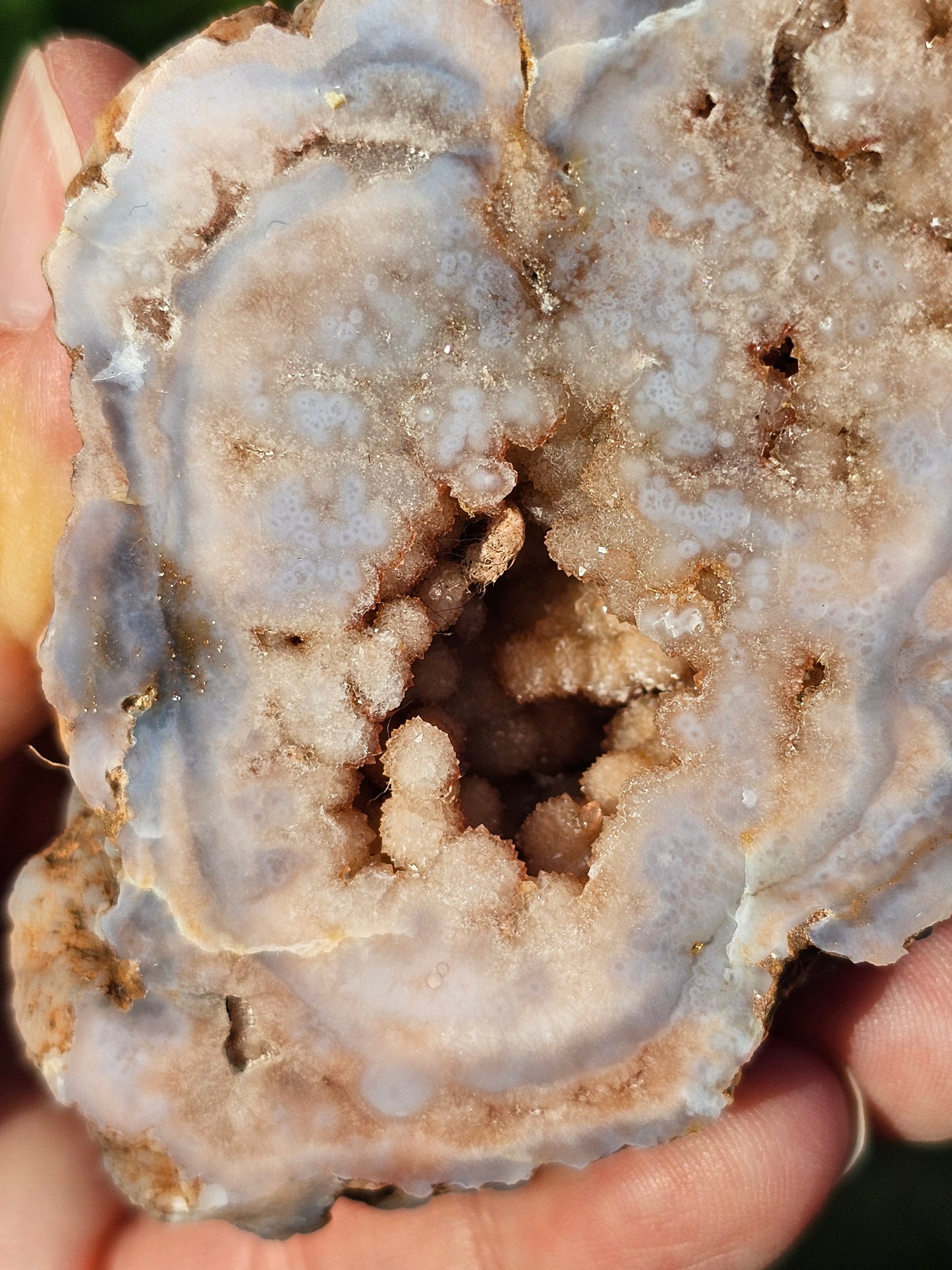 Demi géode Agate fleurs 2