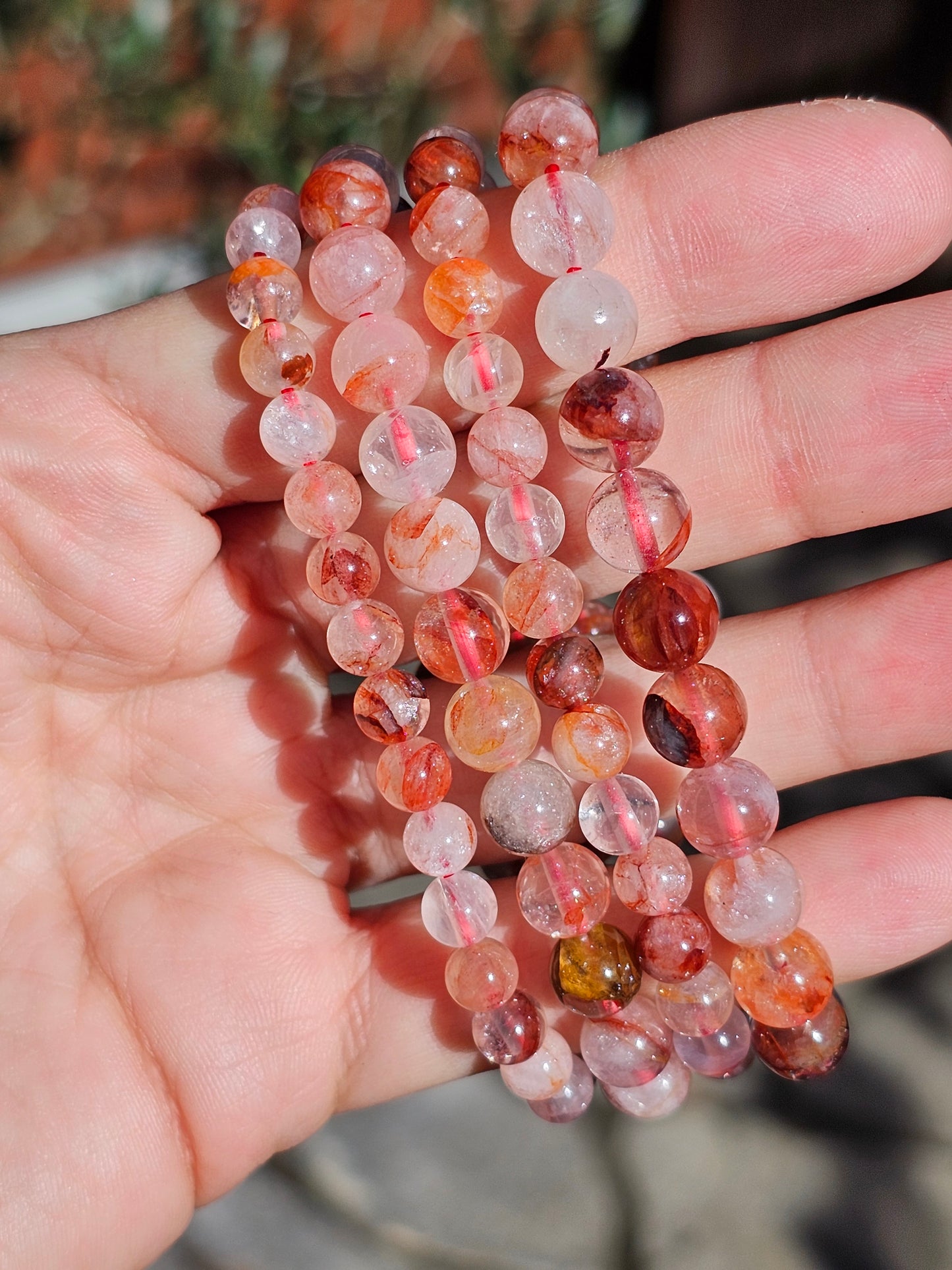 Bracelet Quartz Hématoïde rouge (2 tailles)