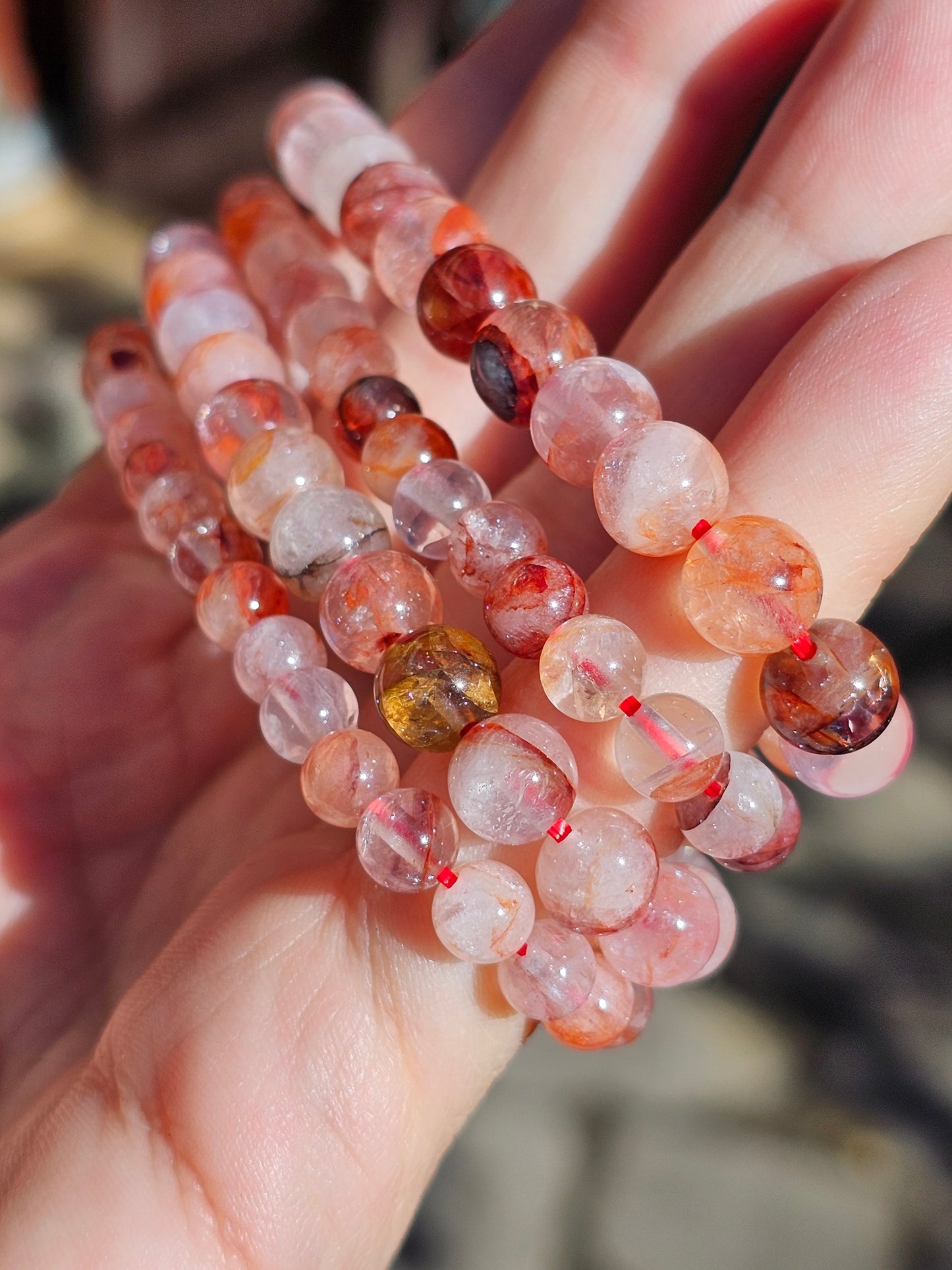 Bracelet Quartz Hématoïde rouge (2 tailles)