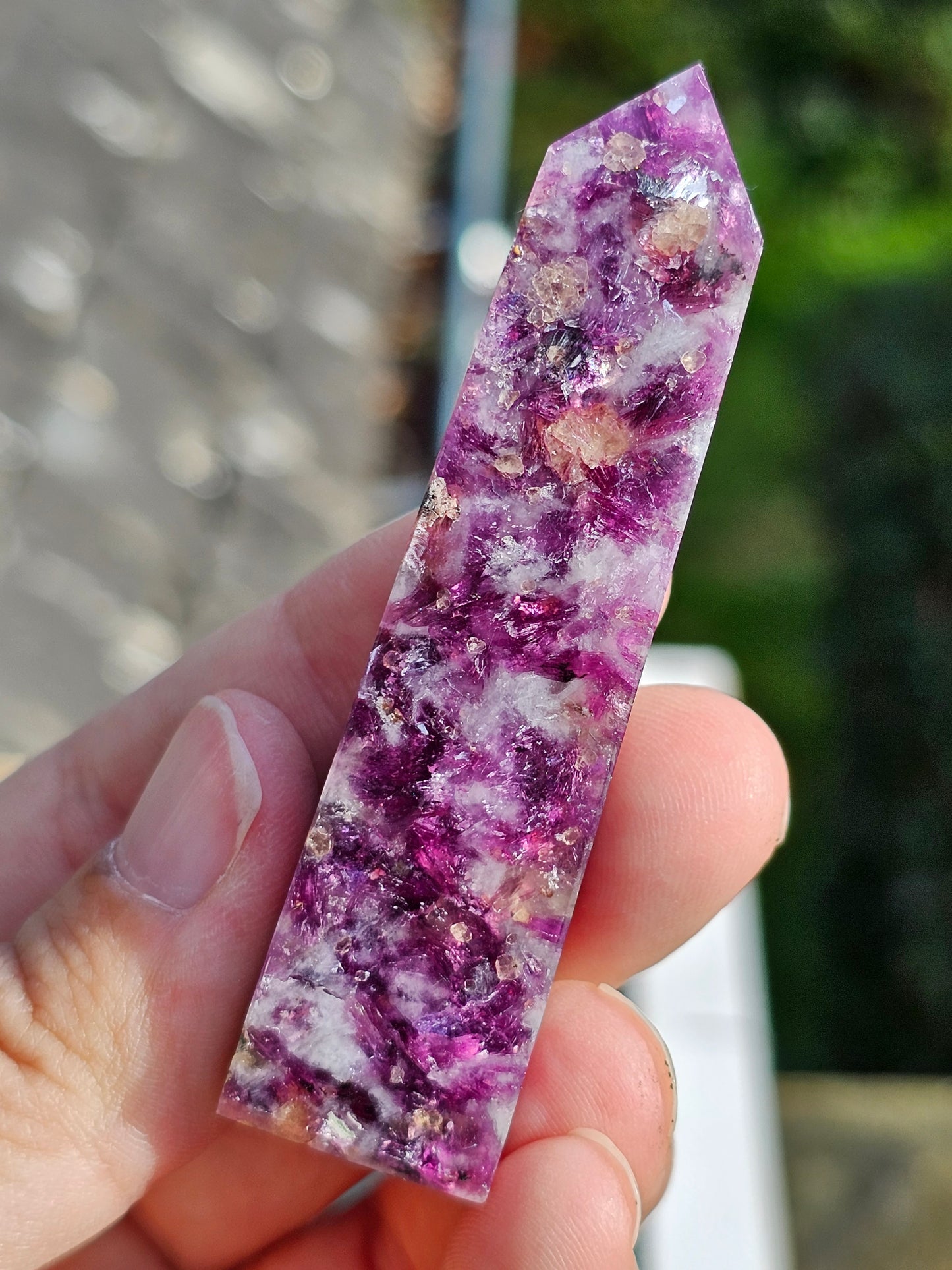Pointe Lépidolite et Tourmaline rose A