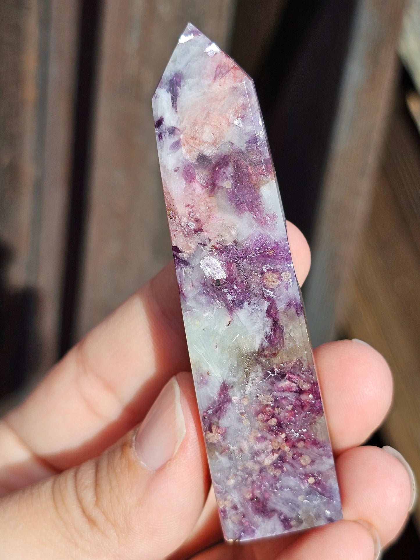 Pointe Lépidolite et Tourmaline rose E