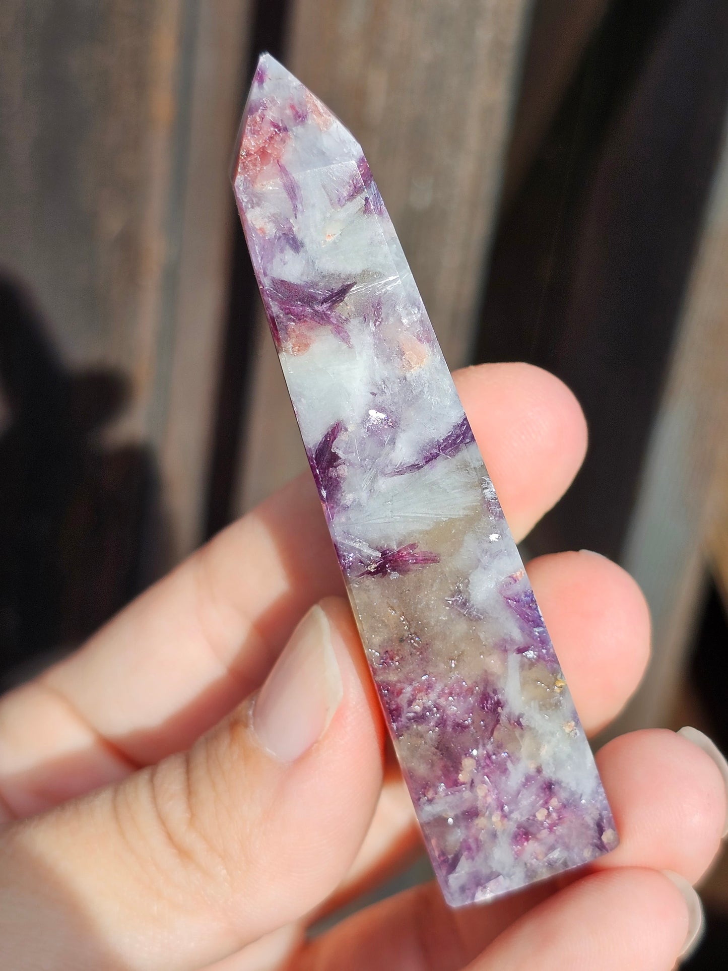 Pointe Lépidolite et Tourmaline rose E