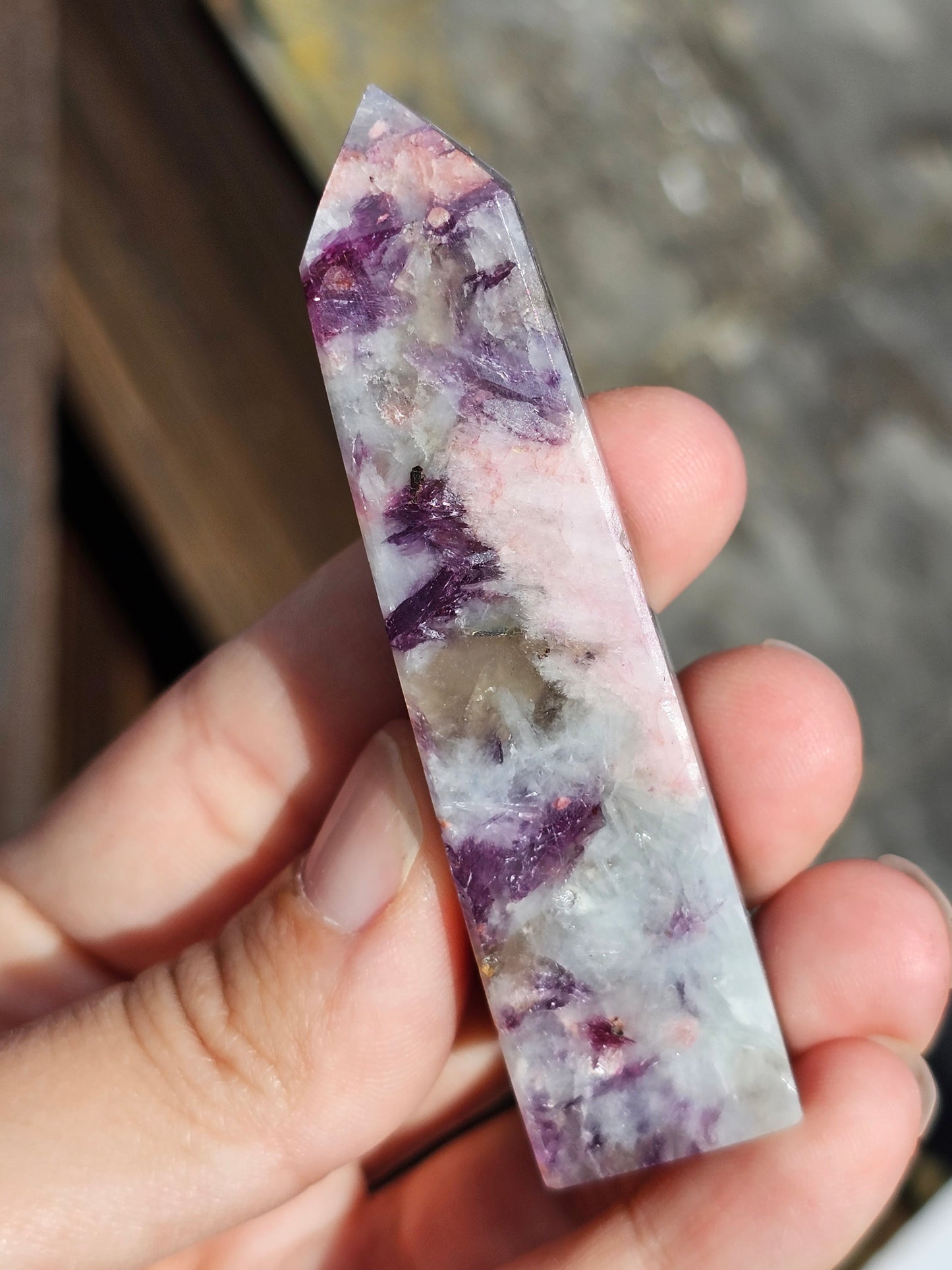 Pointe Lépidolite et Tourmaline rose E