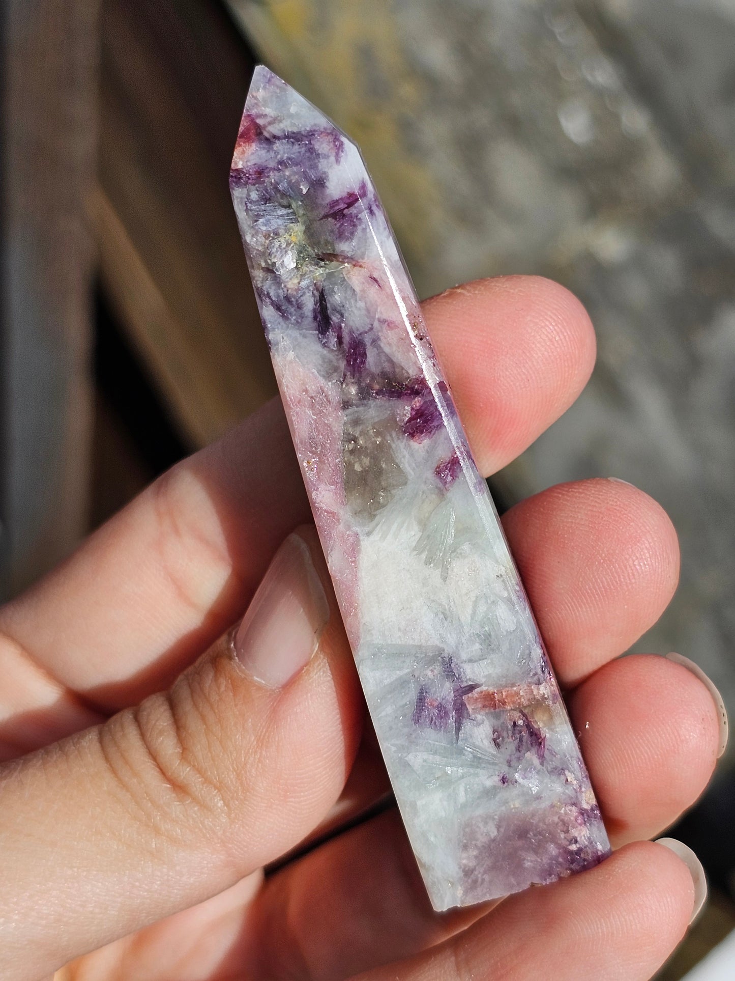 Pointe Lépidolite et Tourmaline rose E