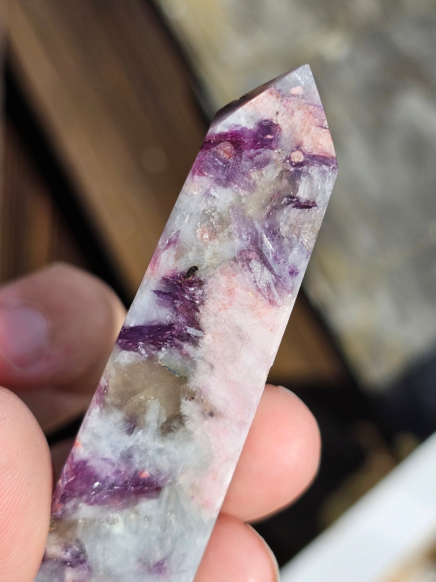 Pointe Lépidolite et Tourmaline rose E