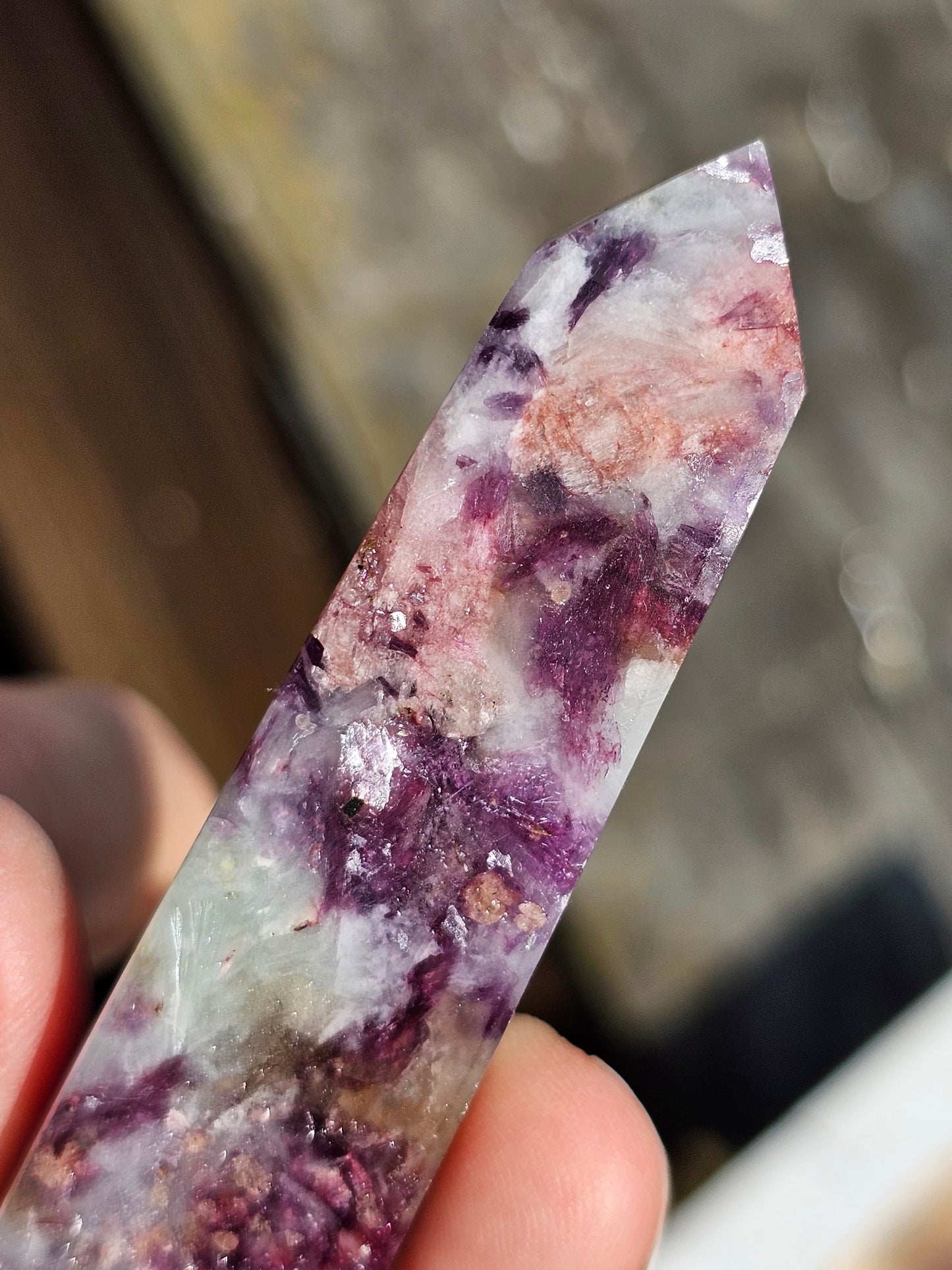 Pointe Lépidolite et Tourmaline rose E