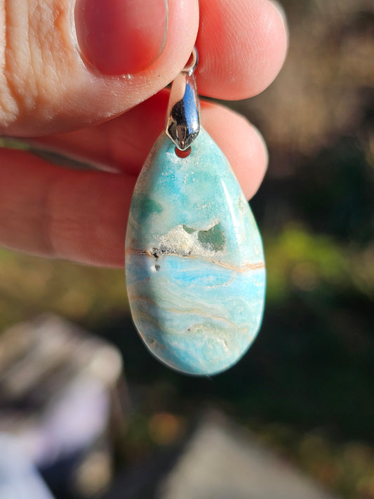 Pendentif Aragonite bleue (à choisir)