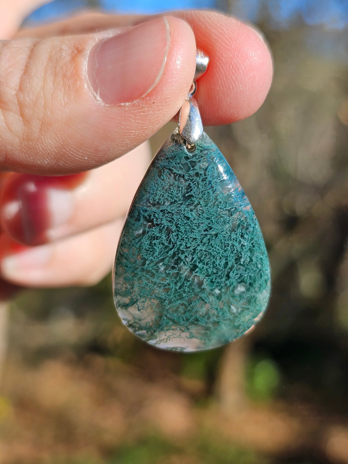 Pendentif Agate mousse (à choisir)