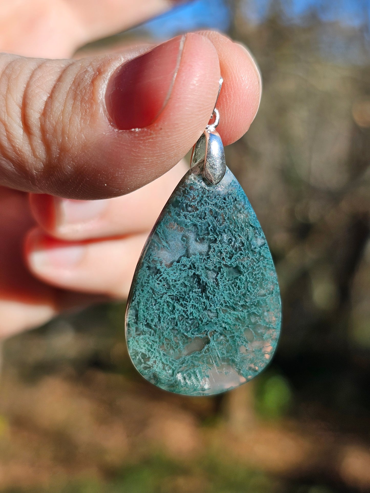 Pendentif Agate mousse (à choisir)