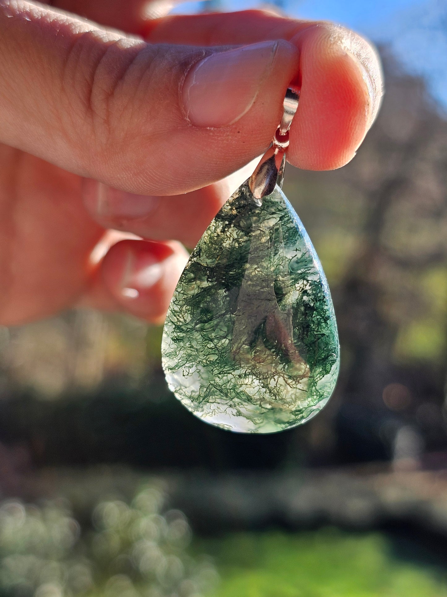Pendentif Agate mousse (à choisir)