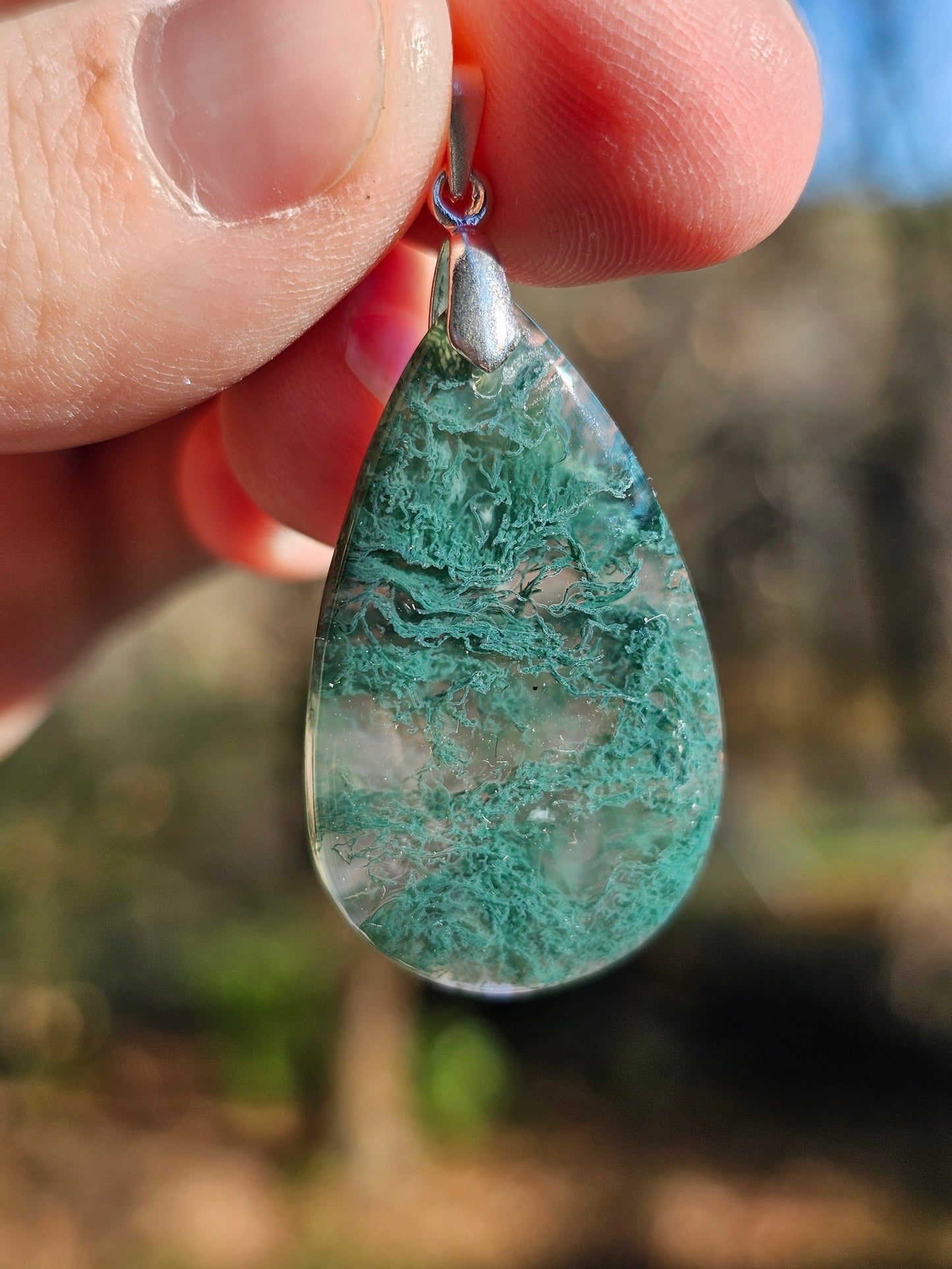 Pendentif Agate mousse (à choisir)