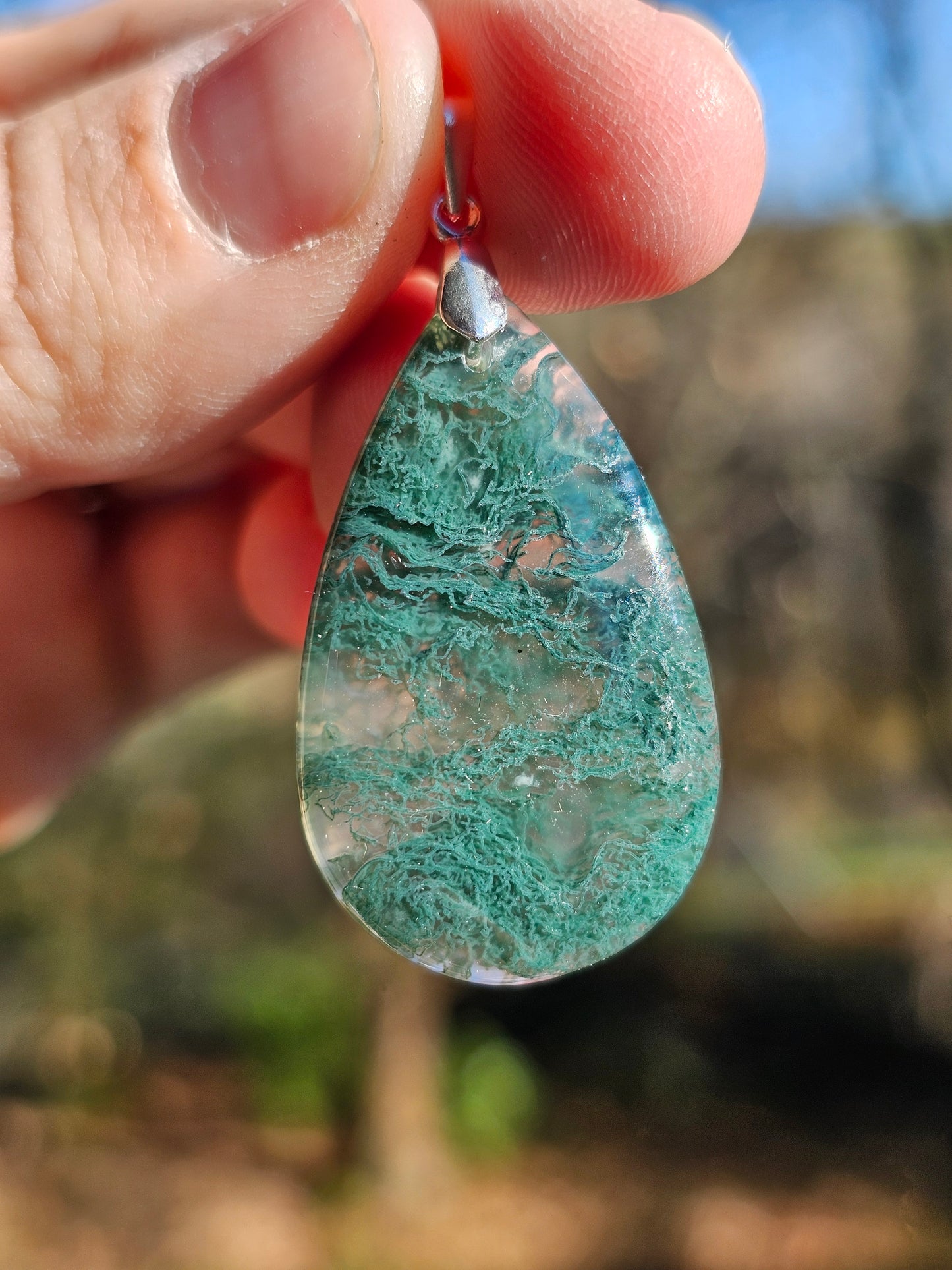 Pendentif Agate mousse (à choisir)