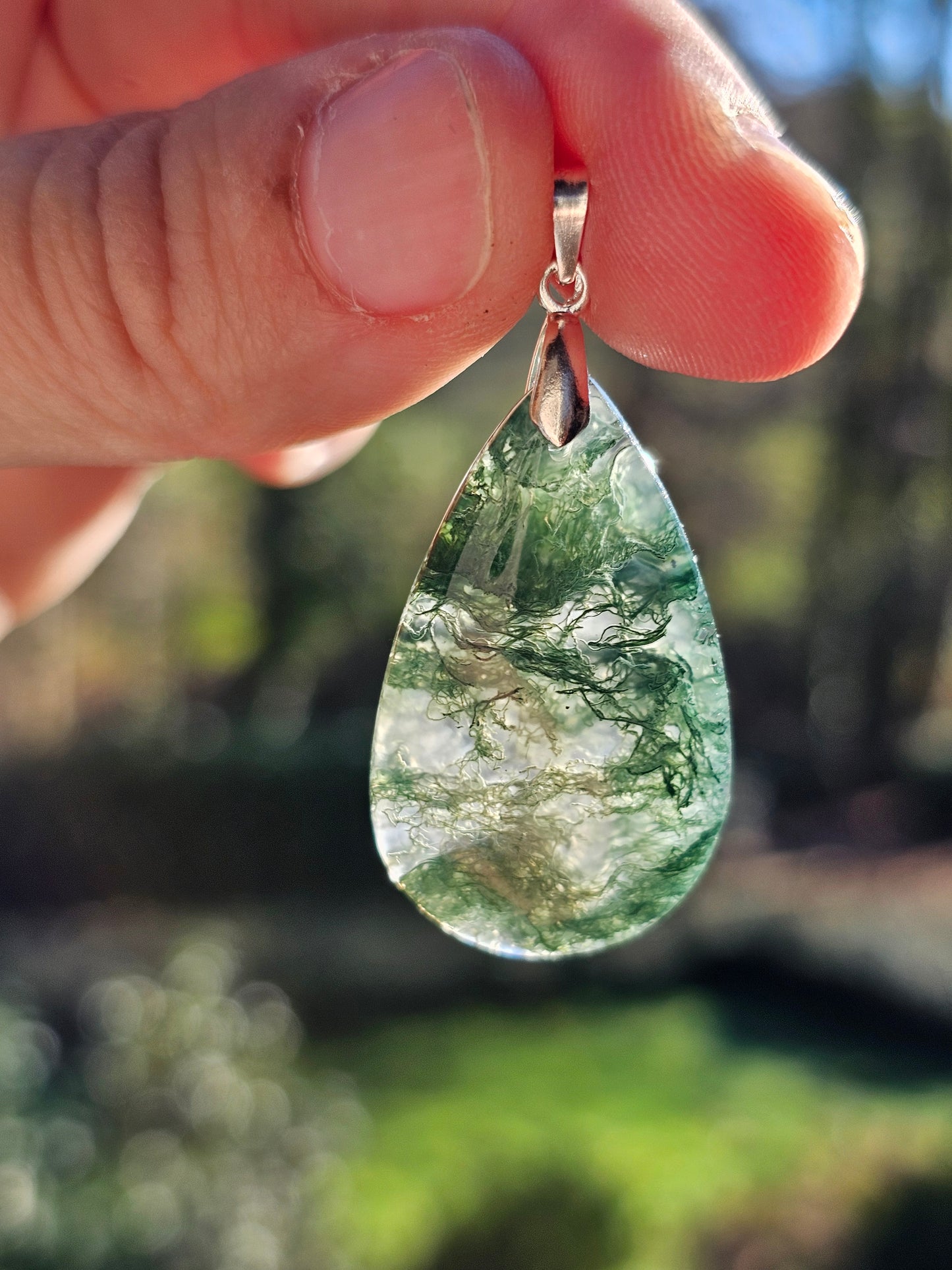 Pendentif Agate mousse (à choisir)