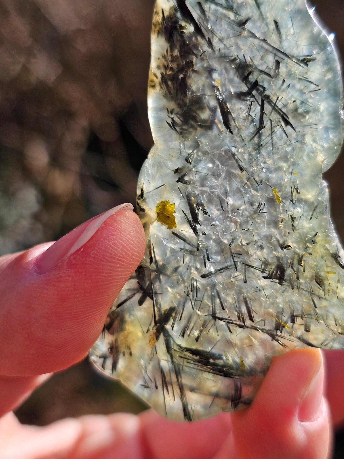 Tranche de Prehnite à inclusions d'Epidote F