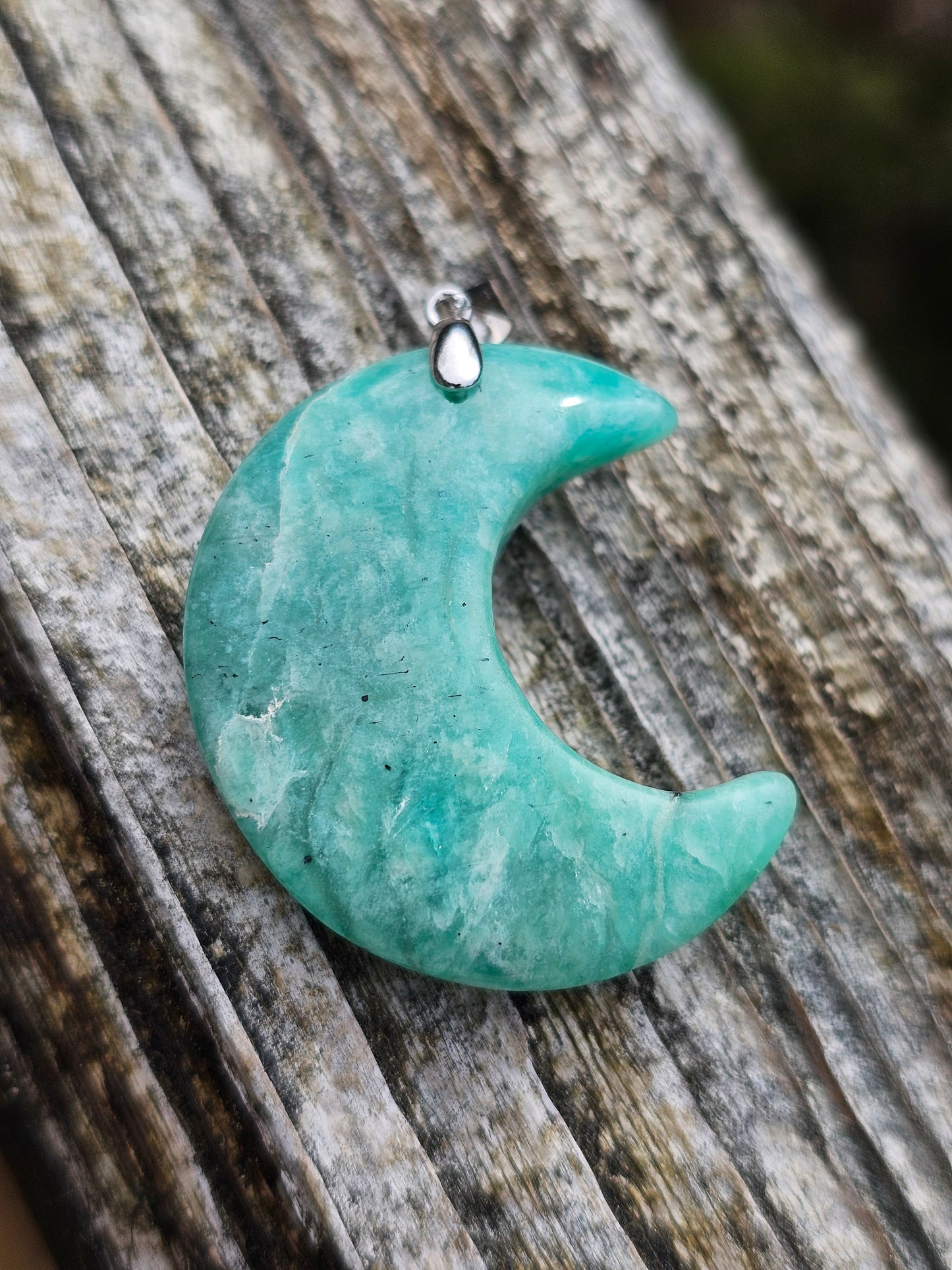 Pendentif Lune en Amazonite