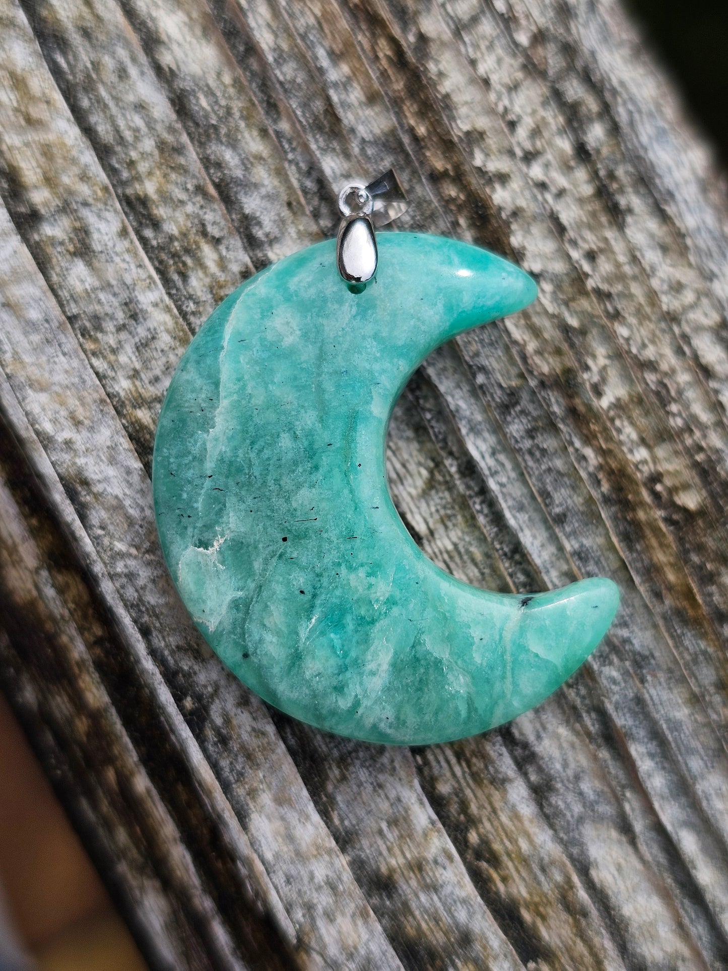 Pendentif Lune en Amazonite