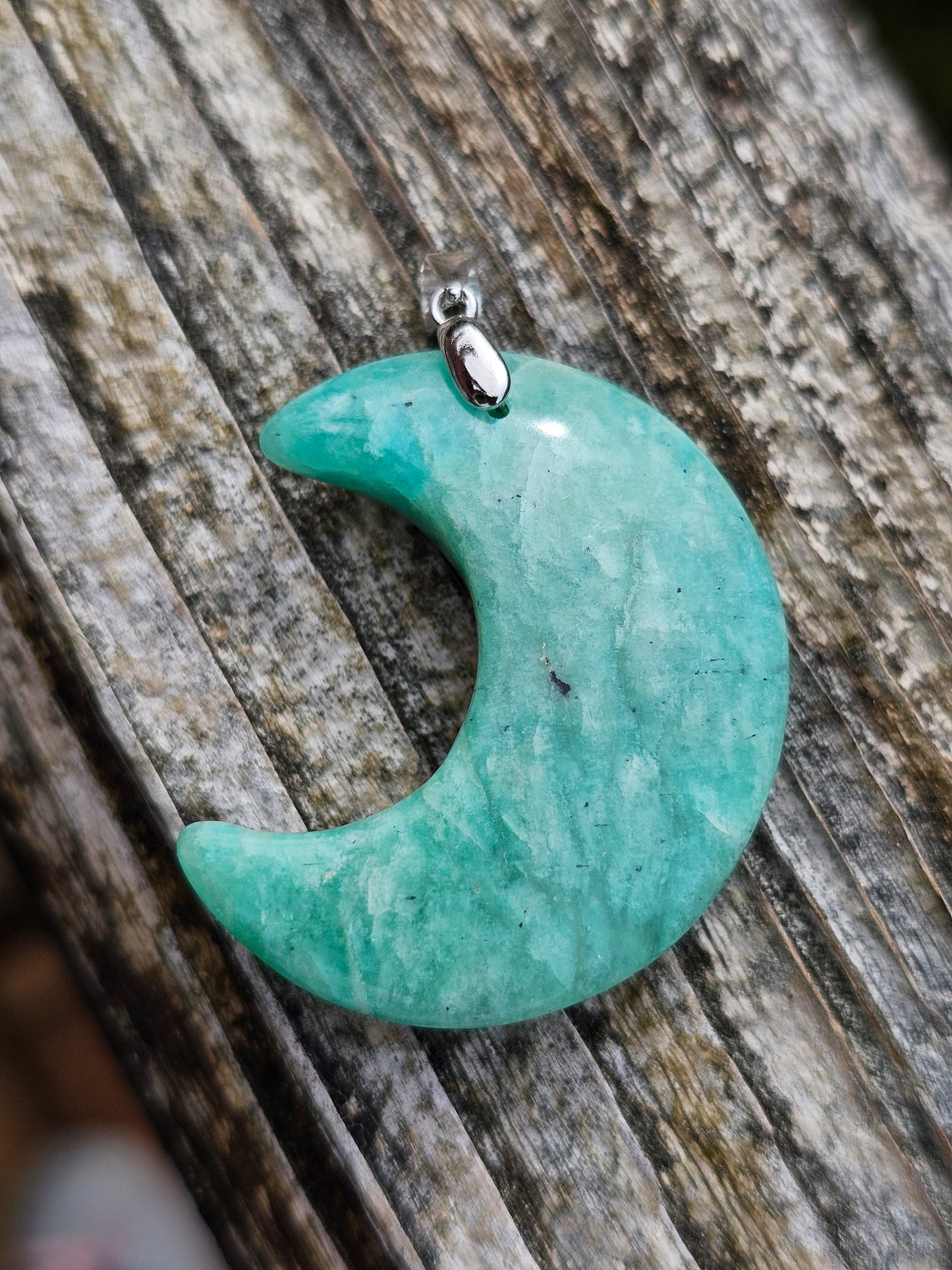 Pendentif Lune en Amazonite