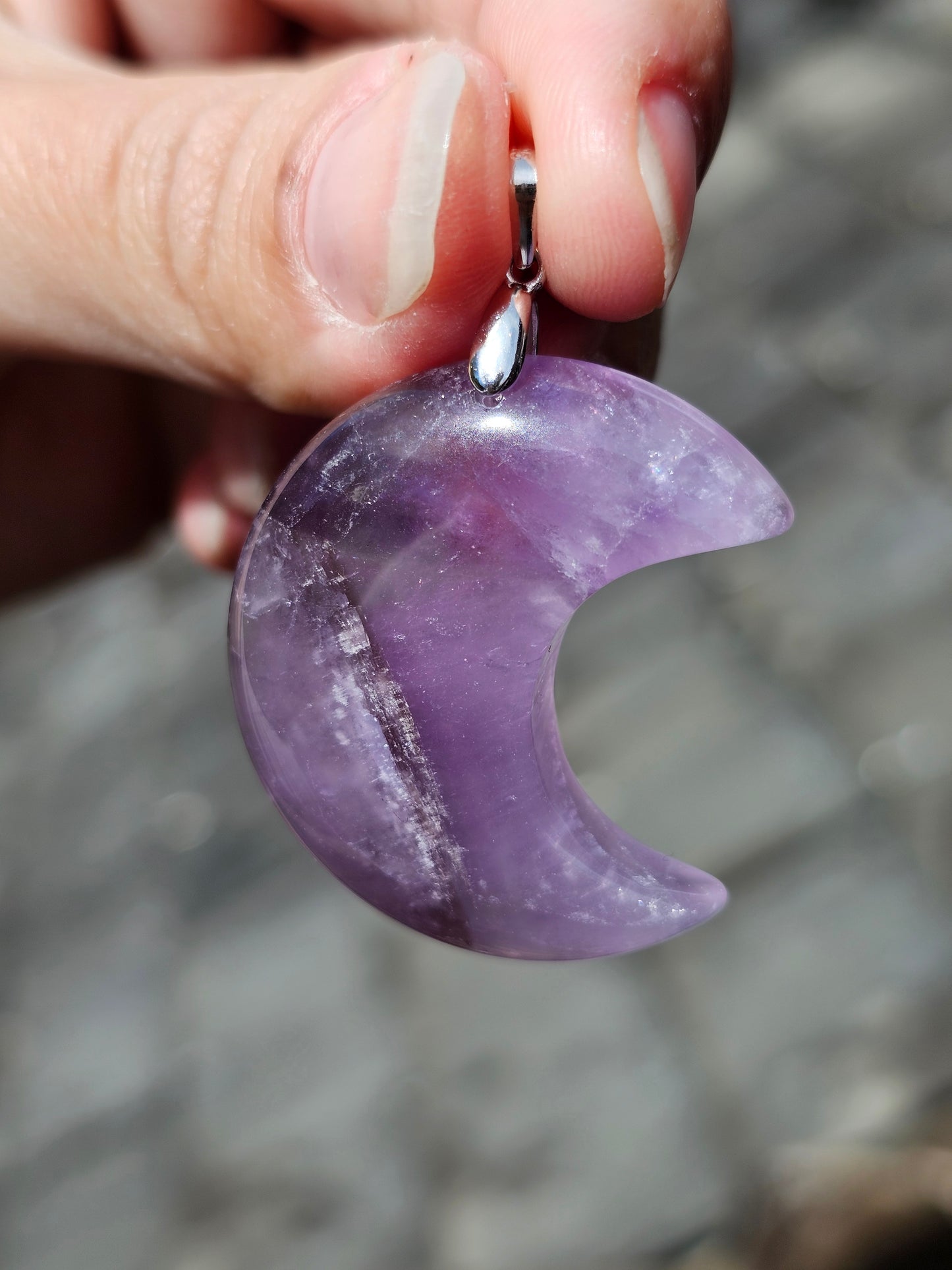 Pendentif Lune en Améthyste