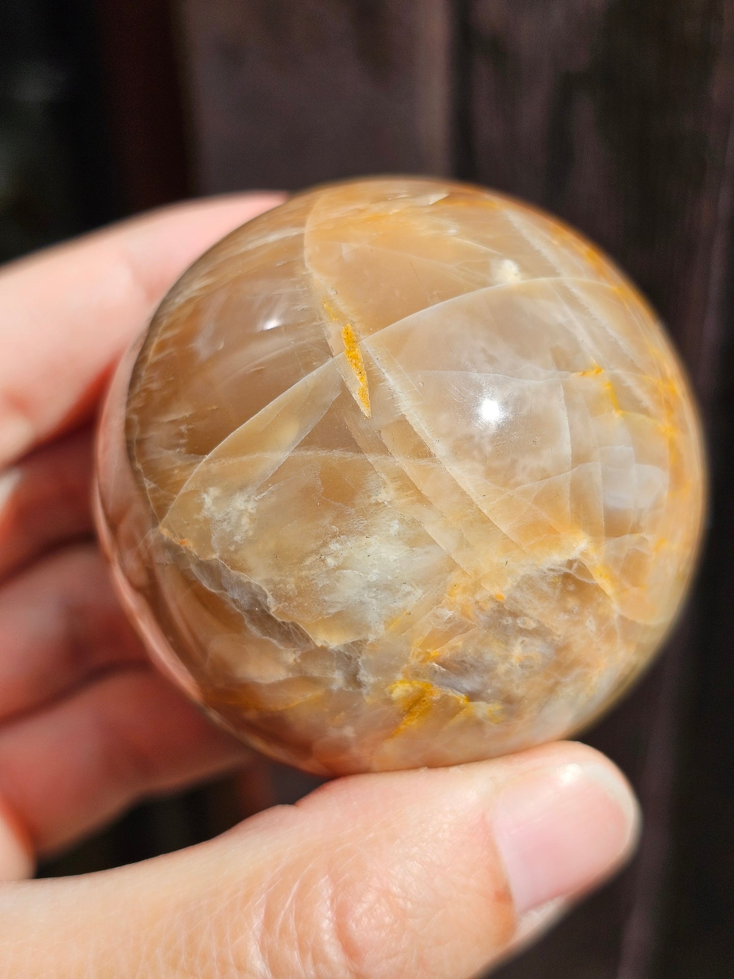 Sphère Pierre de Lune grise et orange J