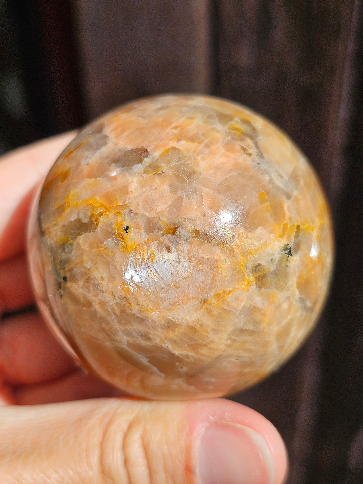 Sphère Pierre de Lune grise et orange J