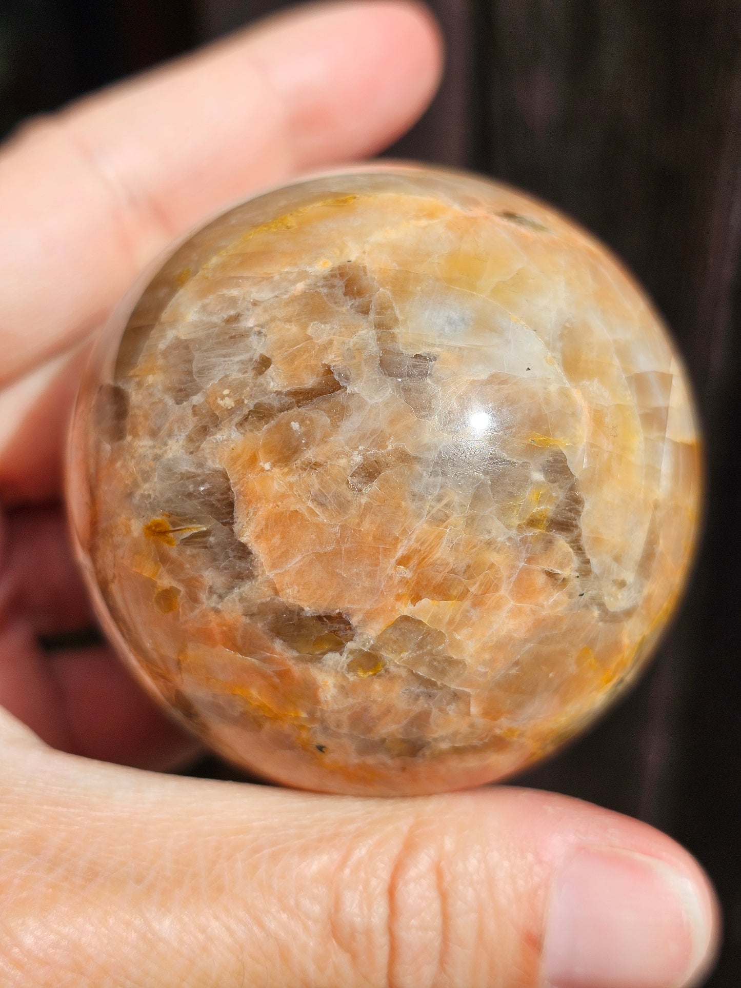 Sphère Pierre de Lune grise et orange J