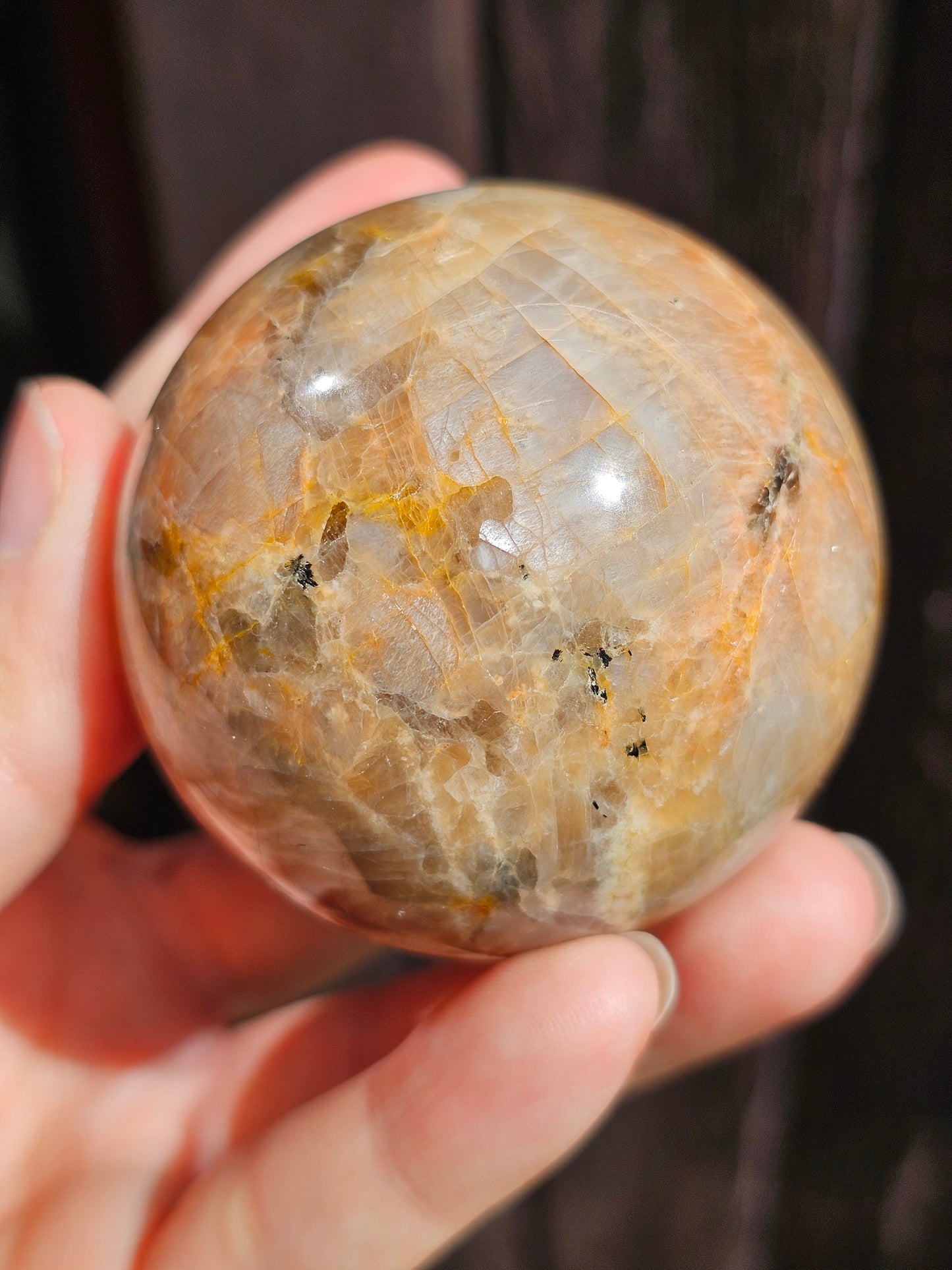 Sphère Pierre de Lune grise et orange J