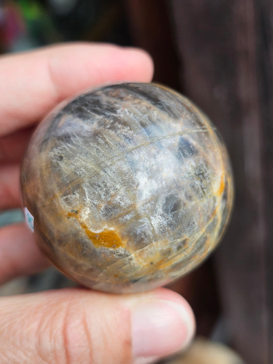 Sphère Pierre de Lune noire et orange B